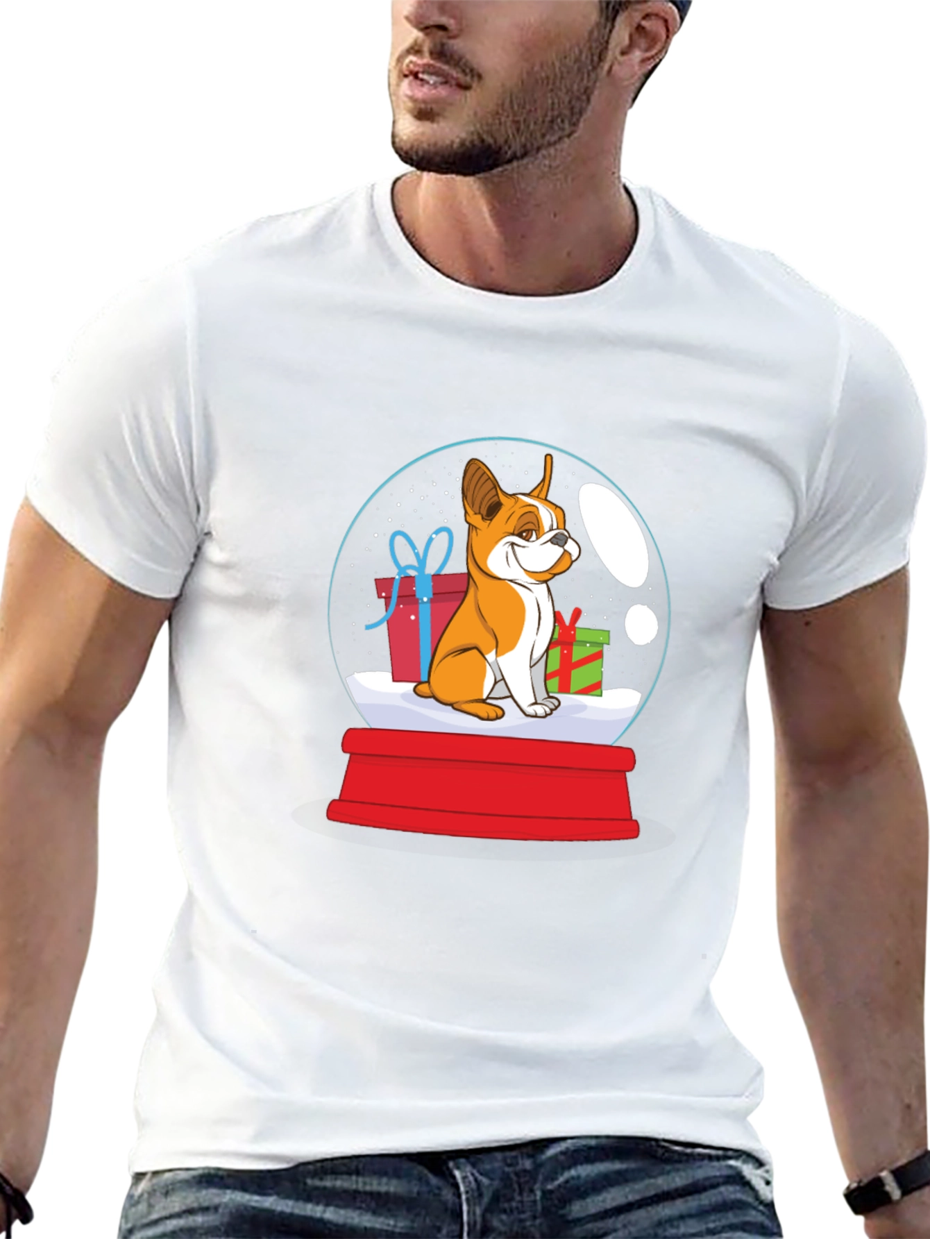 Dog Christmas Snow Globe Graphic T-Shirt