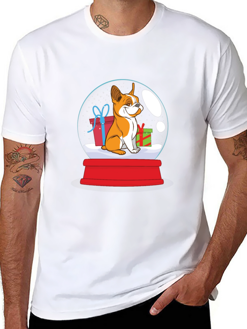 Dog Christmas Snow Globe Graphic T-Shirt