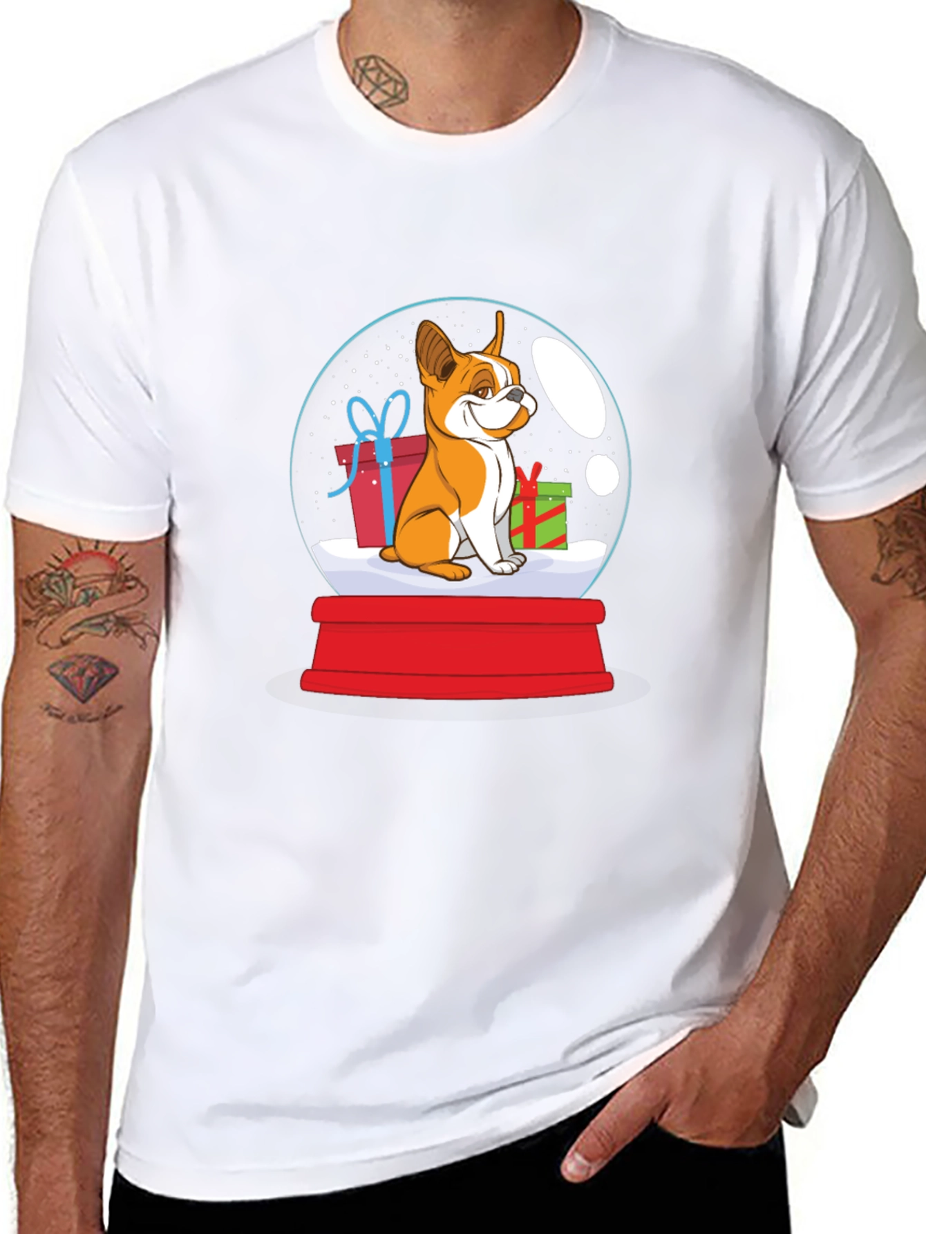 Dog Christmas Snow Globe Graphic T-Shirt