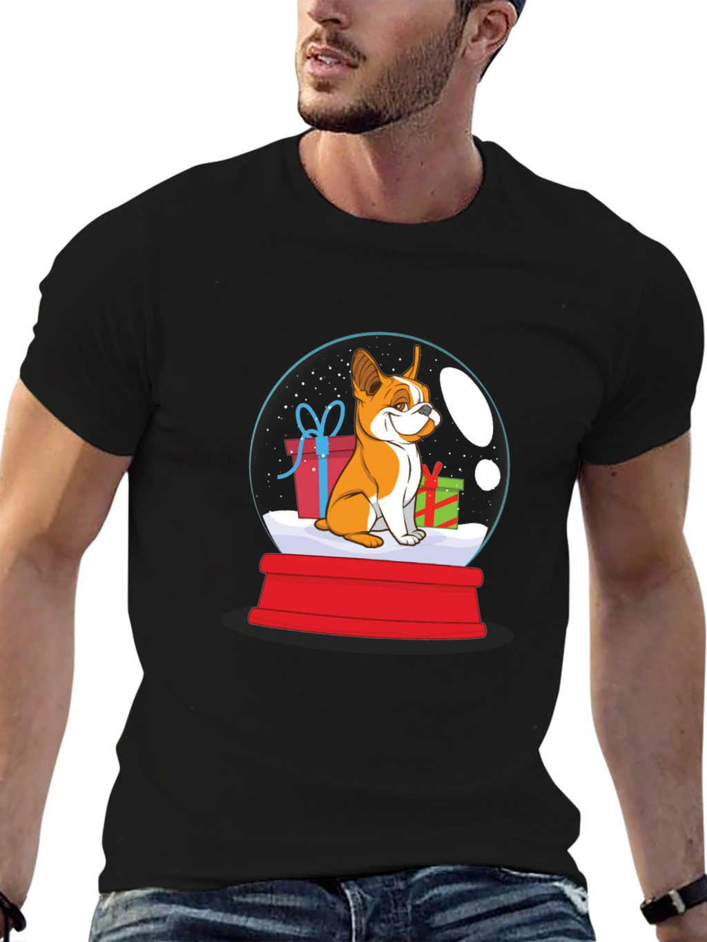 Dog Christmas Snow Globe Graphic T-Shirt