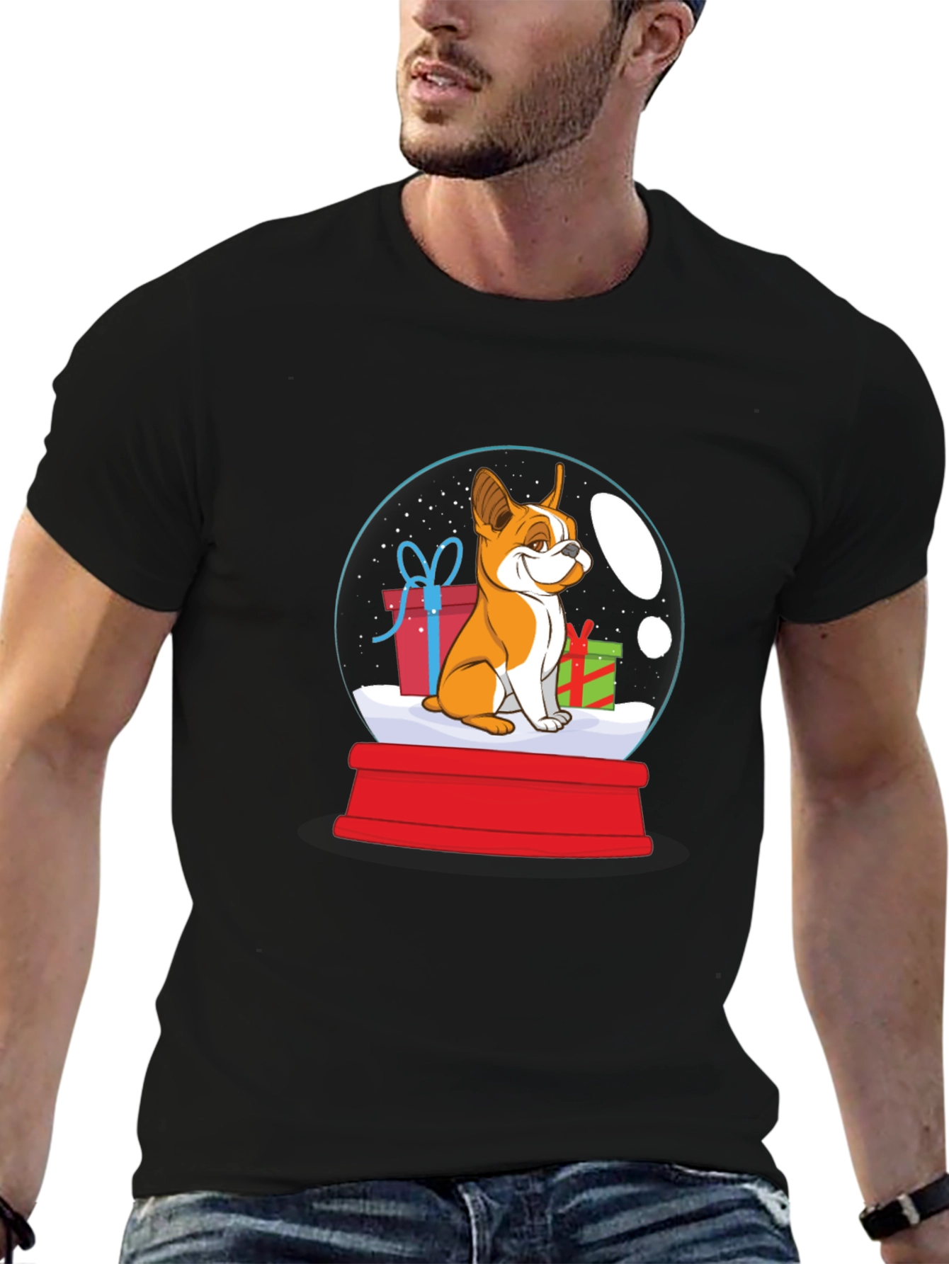 Dog Christmas Snow Globe Graphic T-Shirt