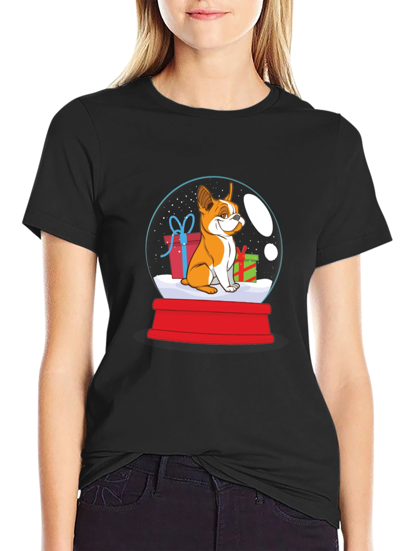 Dog Christmas Snow Globe Graphic T-Shirt