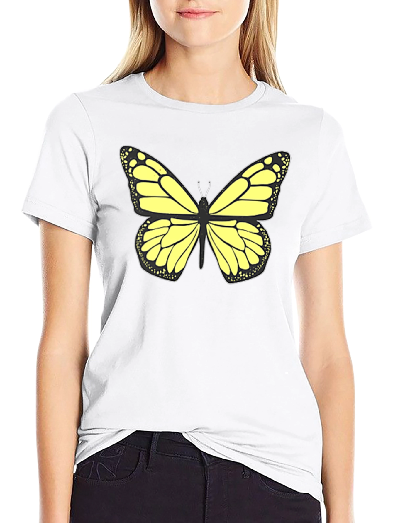 Butterfly Graphic Tee - Stylish Black T-Shirt
