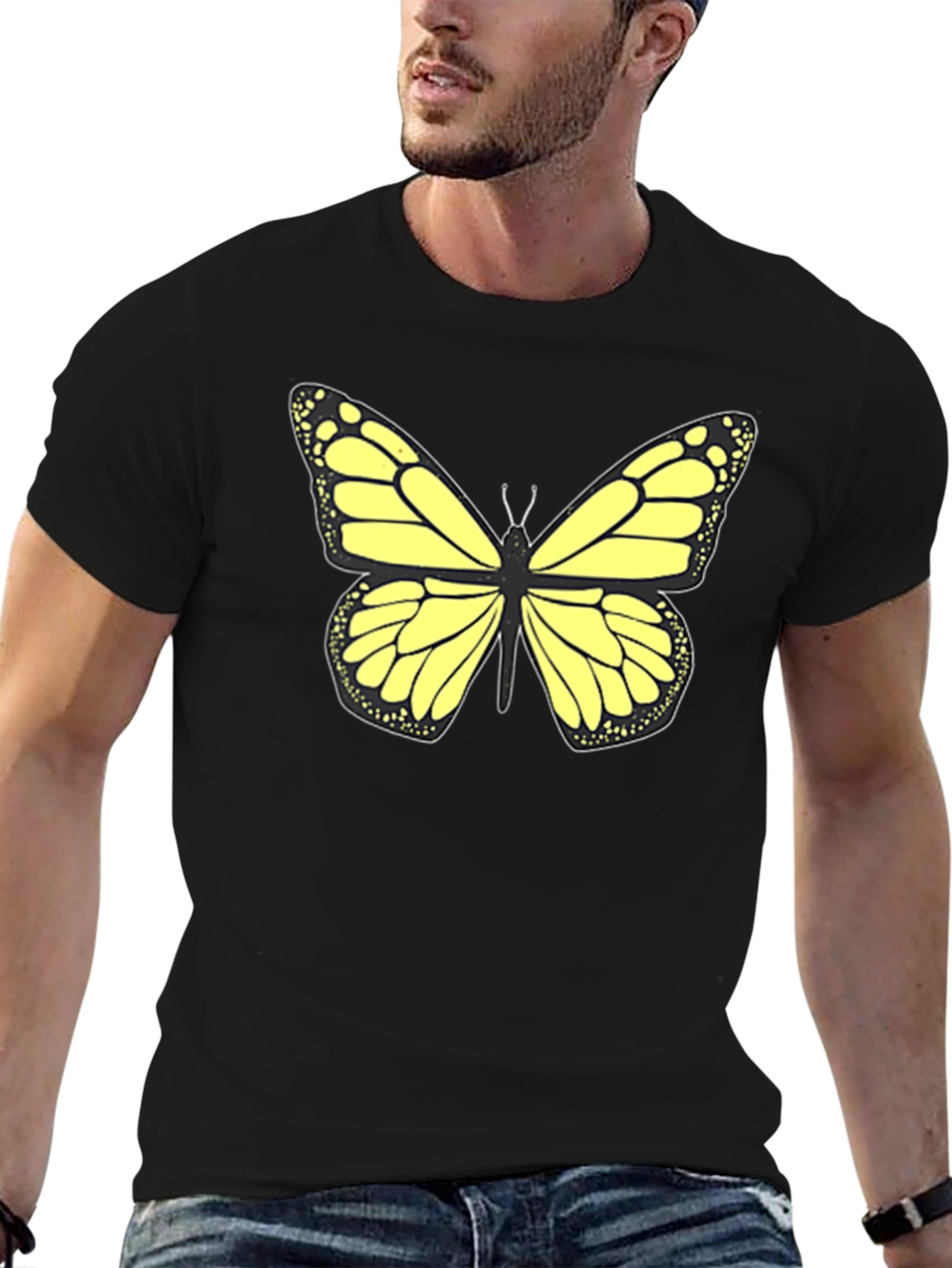 Butterfly Graphic Tee - Stylish Black T-Shirt