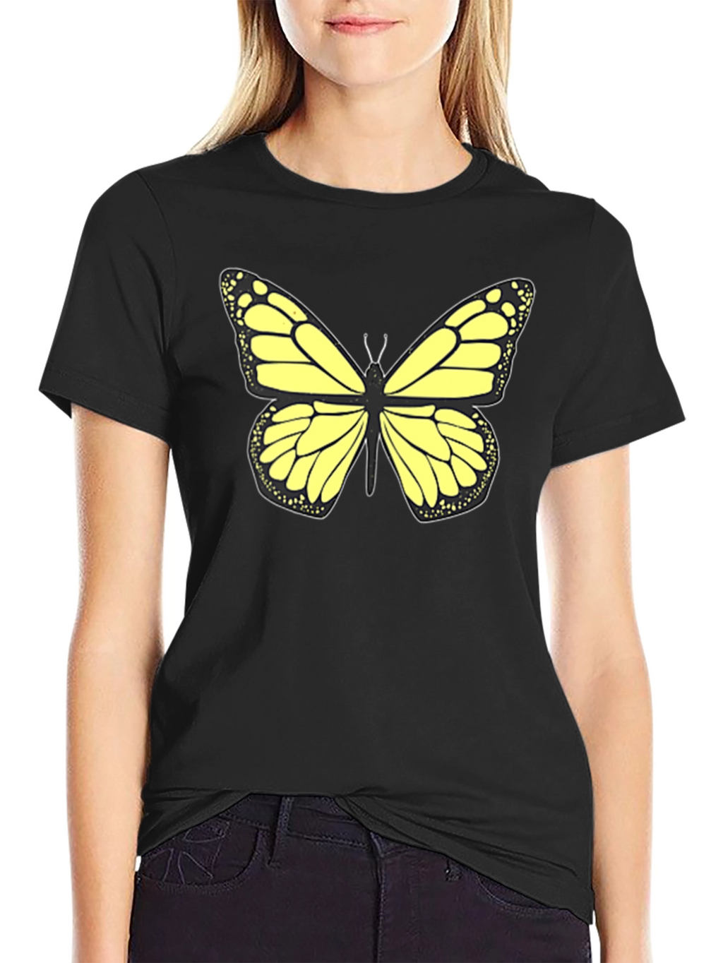 Butterfly Graphic Tee - Stylish Black T-Shirt