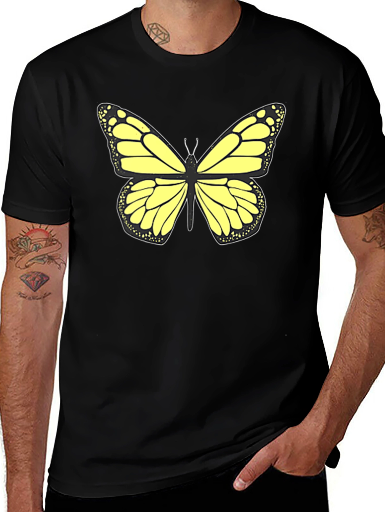 Butterfly Graphic Tee - Stylish Black T-Shirt
