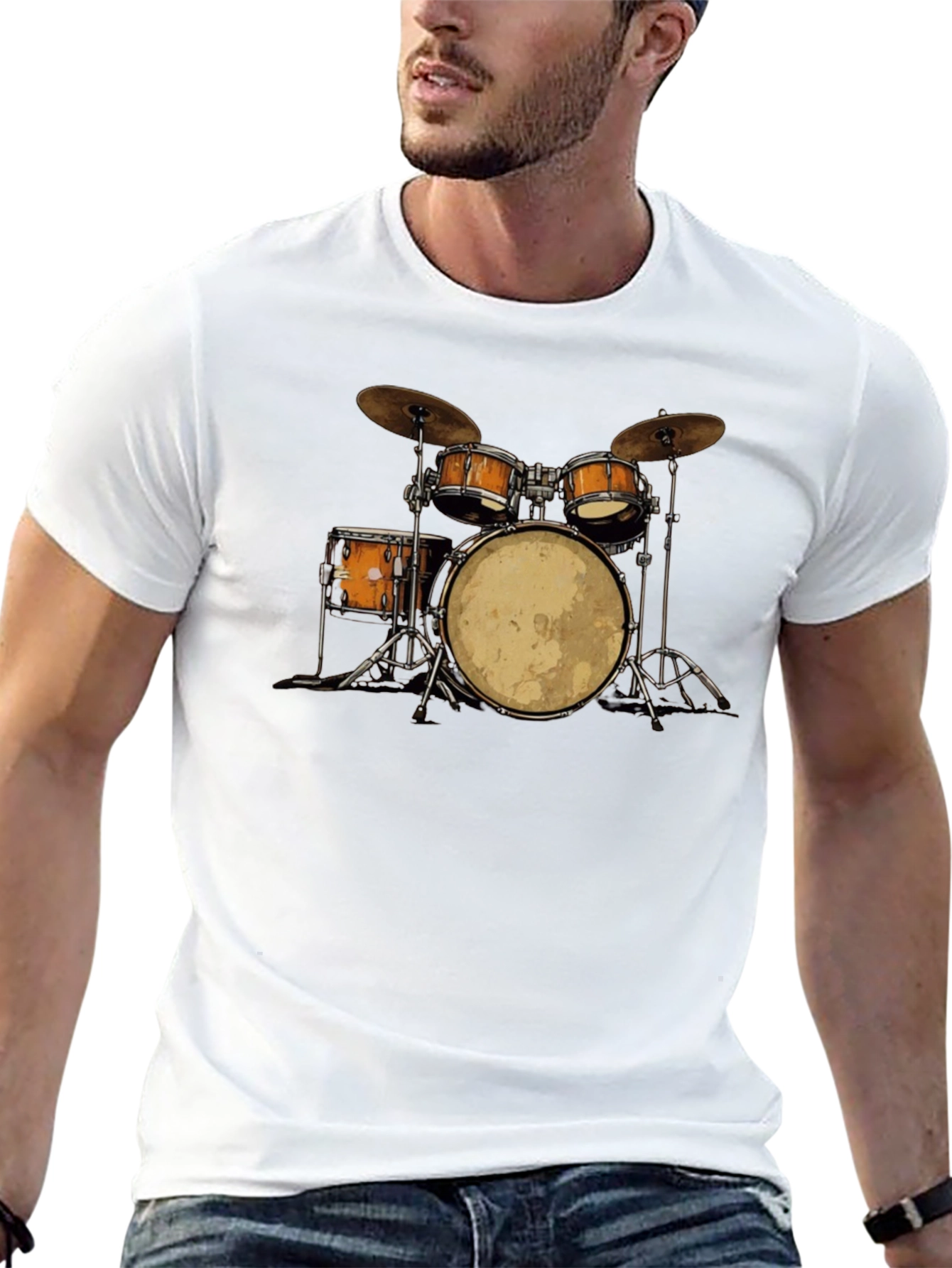 Drum Kit Graphic Tee - Music Lovers T-Shirt