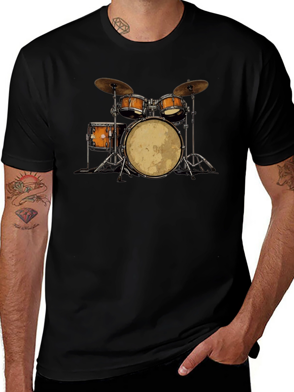 Drum Kit Graphic Tee - Music Lovers T-Shirt
