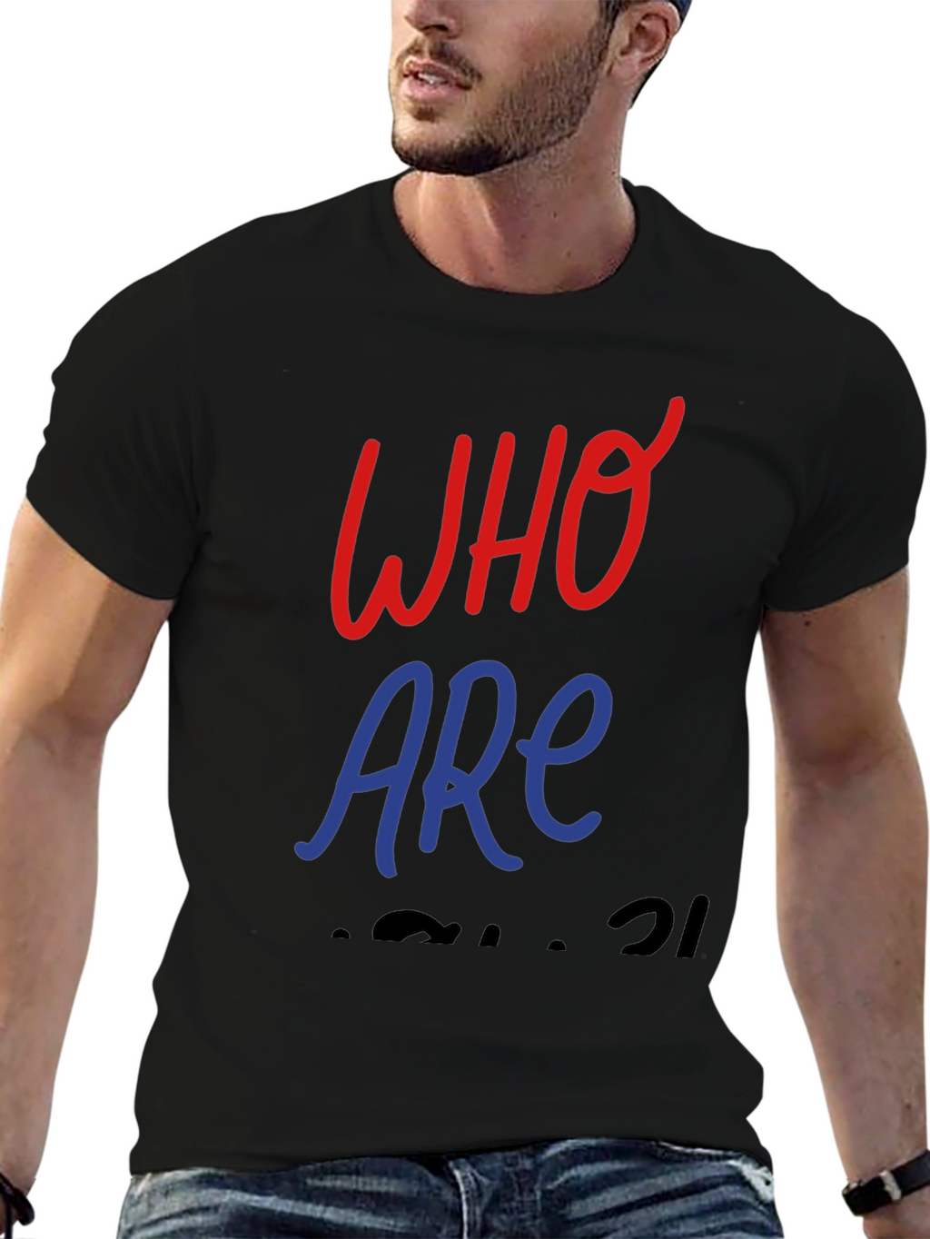Who Are You Black Graphic T-Shirt