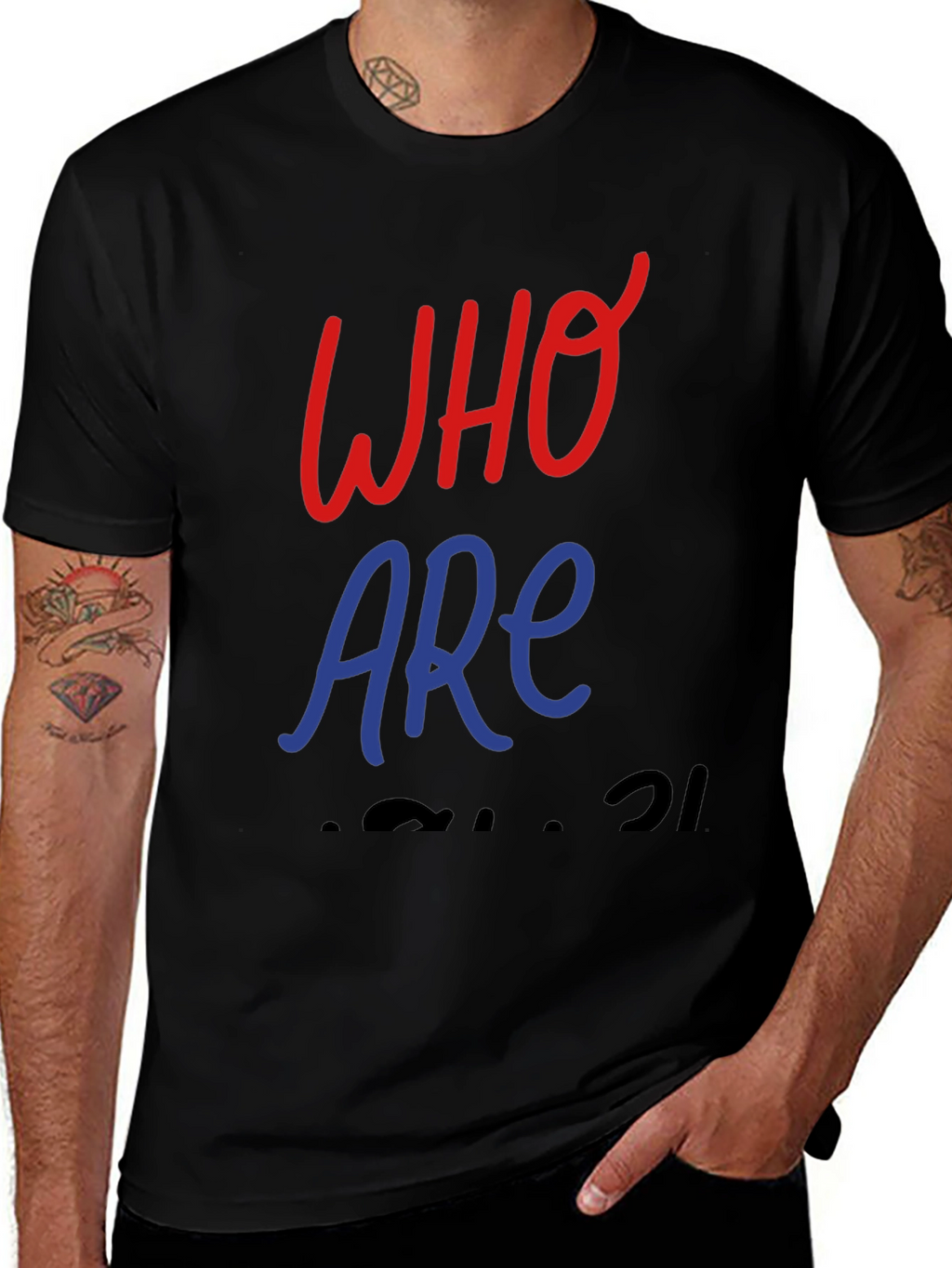 Who Are You Black Graphic T-Shirt