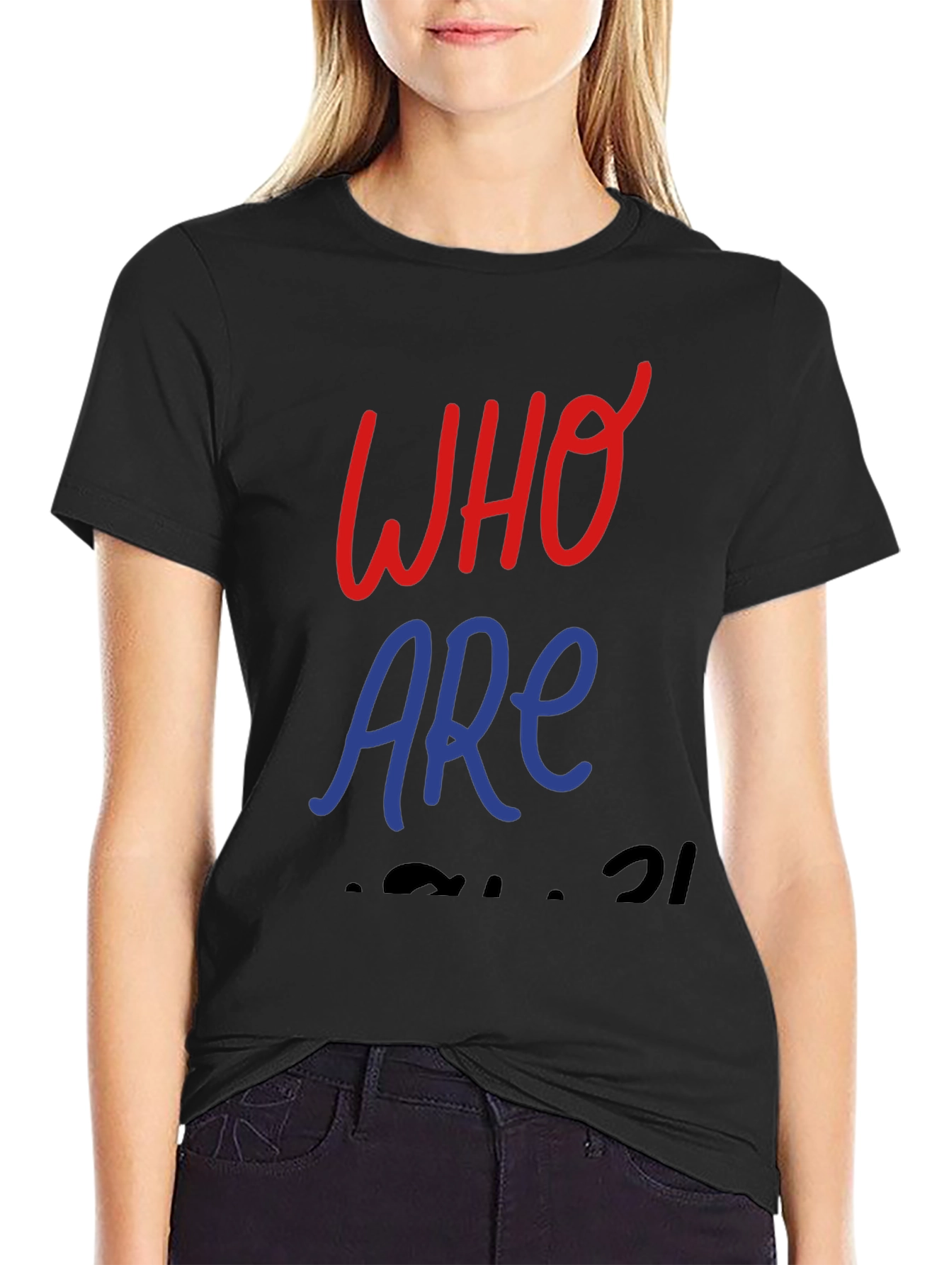 Who Are You Black Graphic T-Shirt