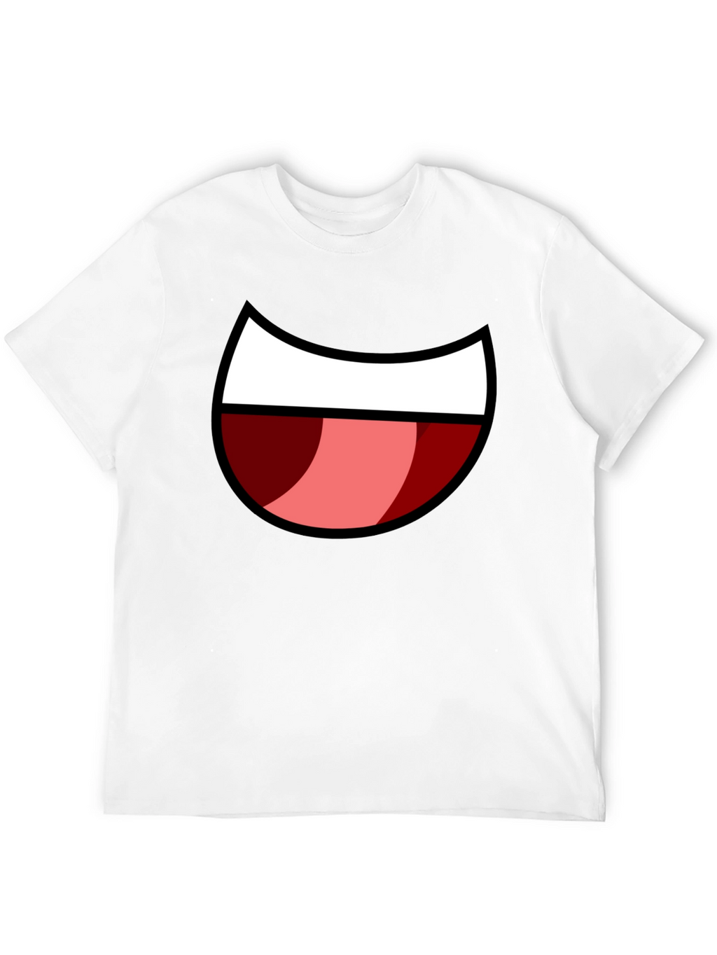 Cartoon Mouth Graphic Tee - Black Cotton Blend