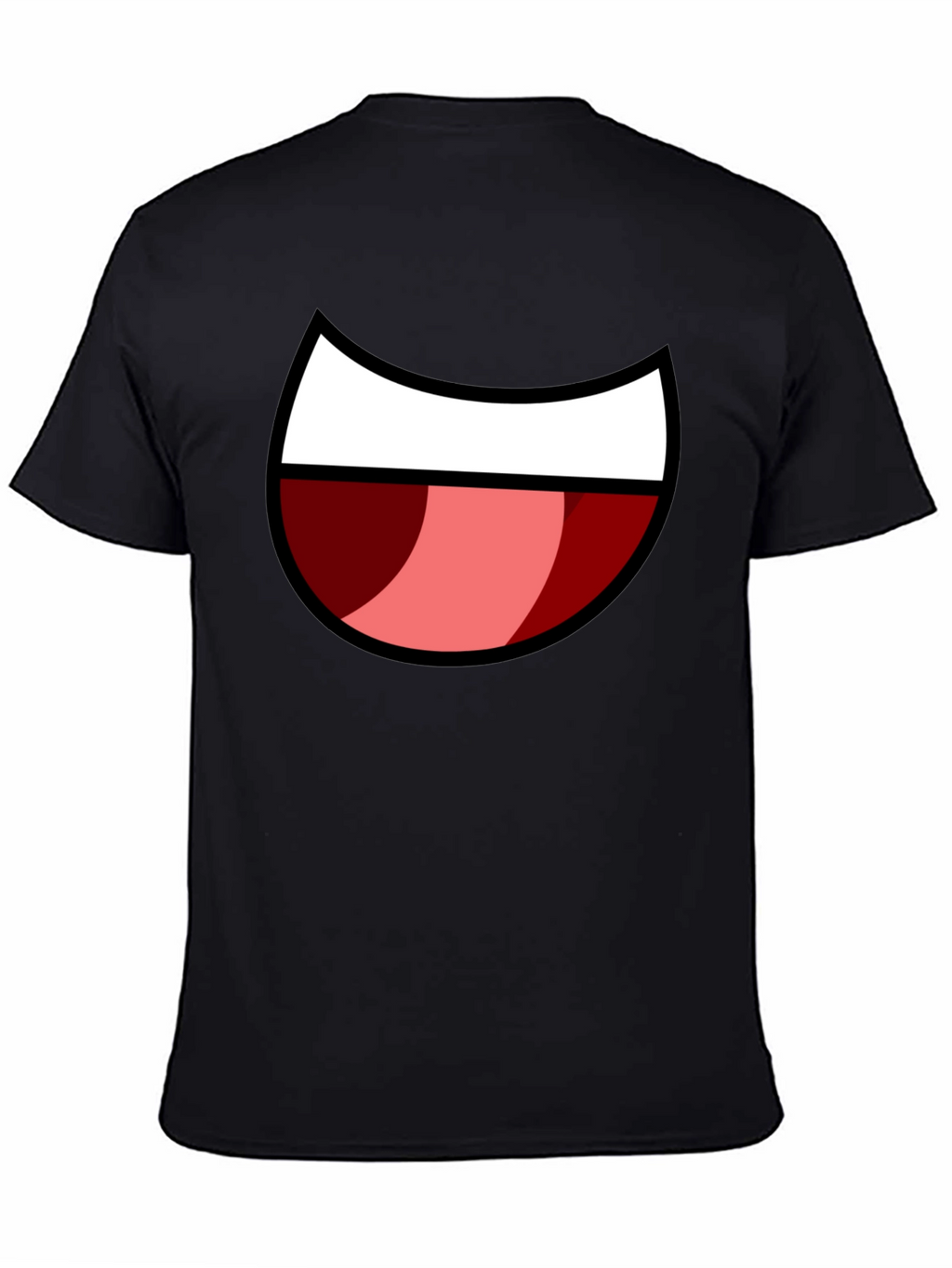 Cartoon Mouth Graphic Tee - Black Cotton Blend