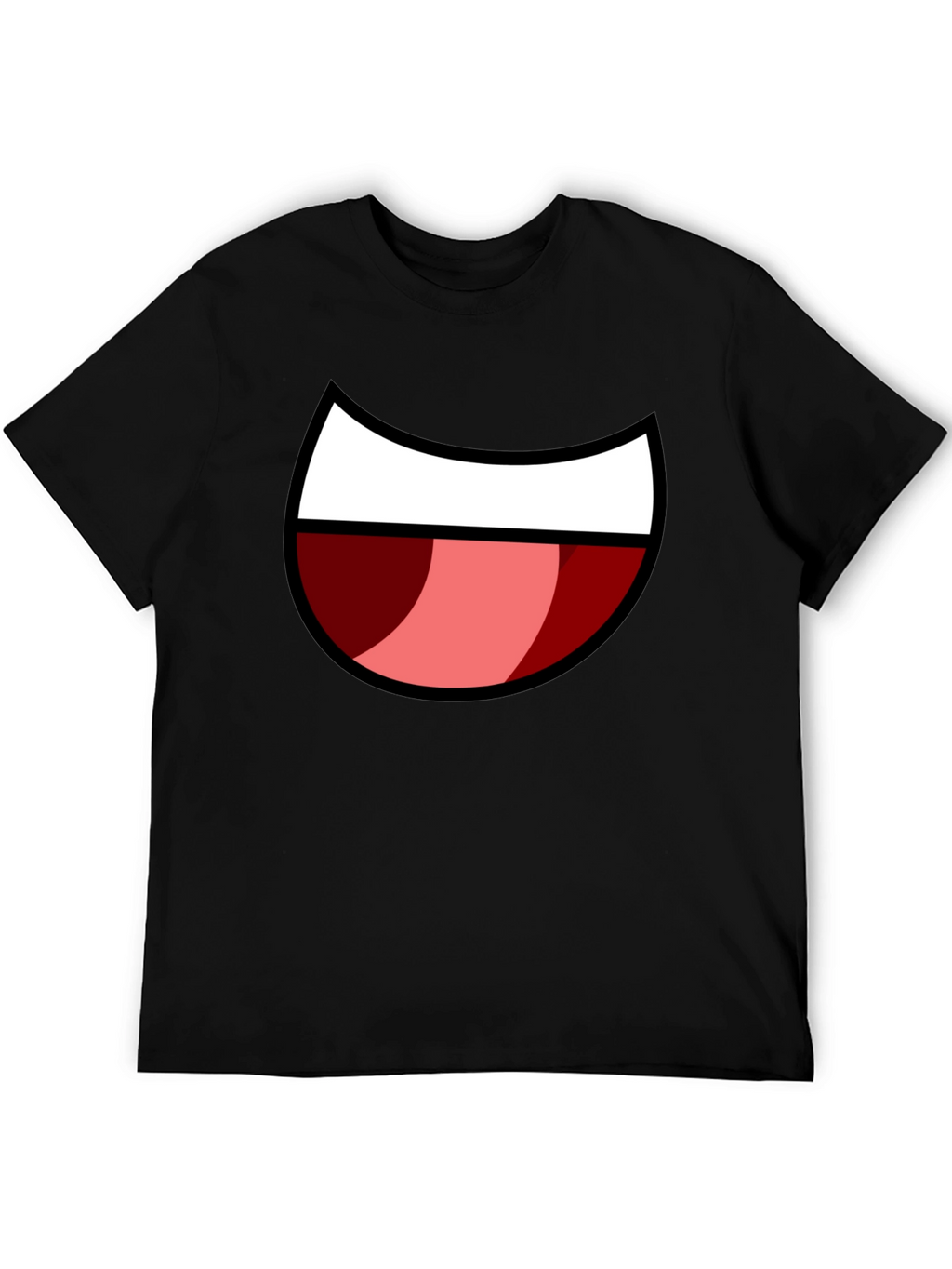 Cartoon Mouth Graphic Tee - Black Cotton Blend