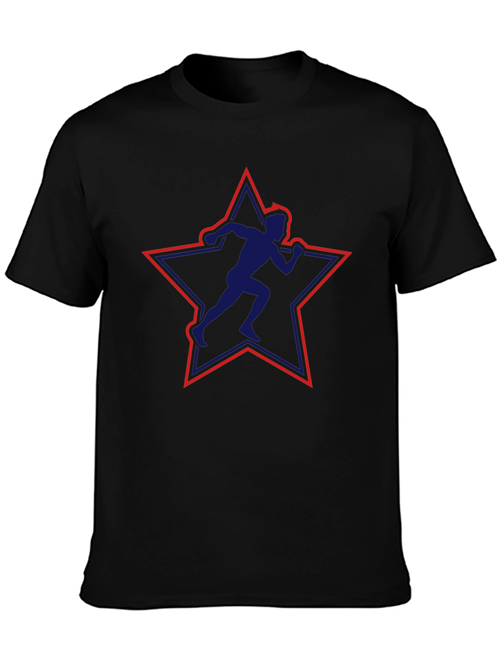 Runner Star Graphic Tee - Black Cotton T-Shirt