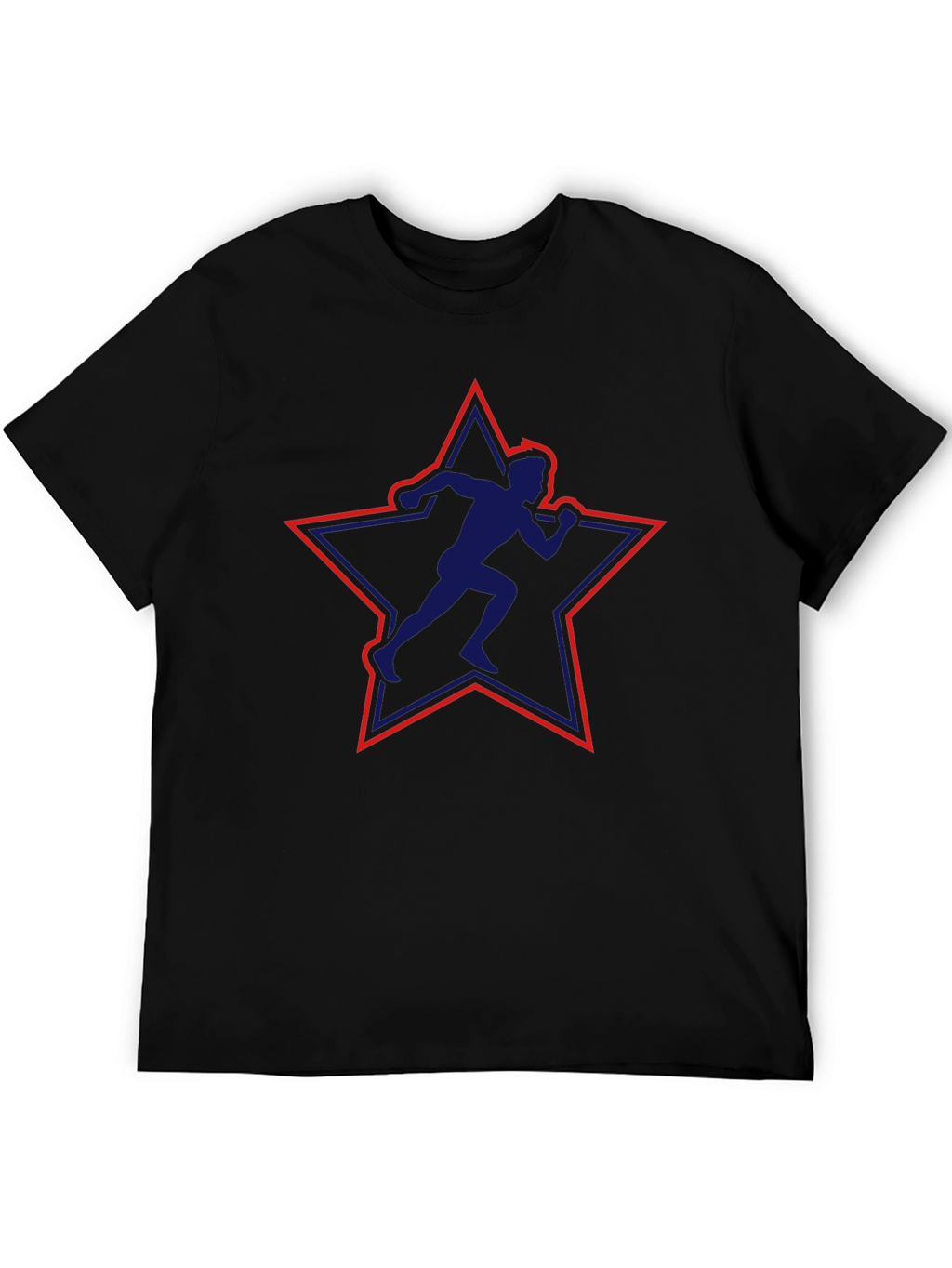 Runner Star Graphic Tee - Black Cotton T-Shirt