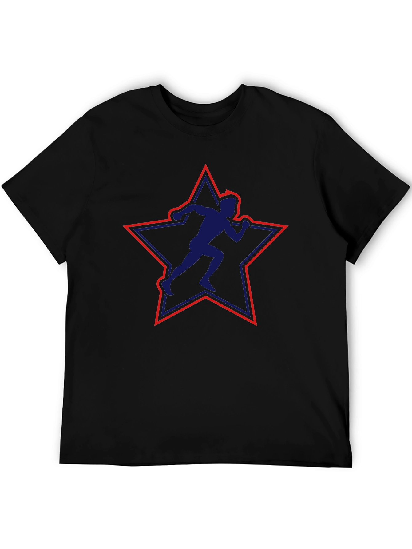 Runner Star Graphic Tee - Black Cotton T-Shirt