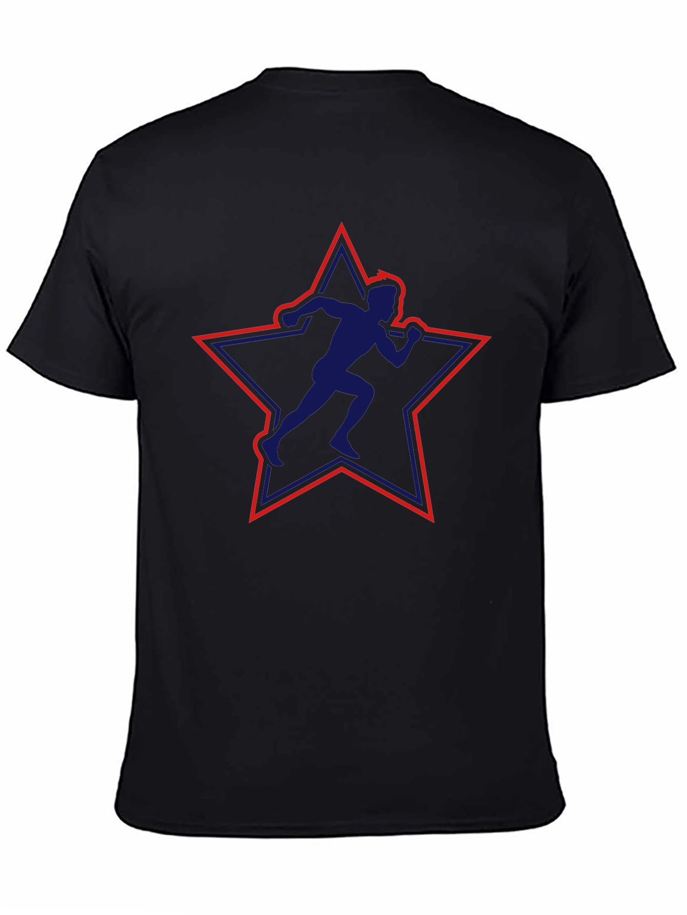 Runner Star Graphic Tee - Black Cotton T-Shirt