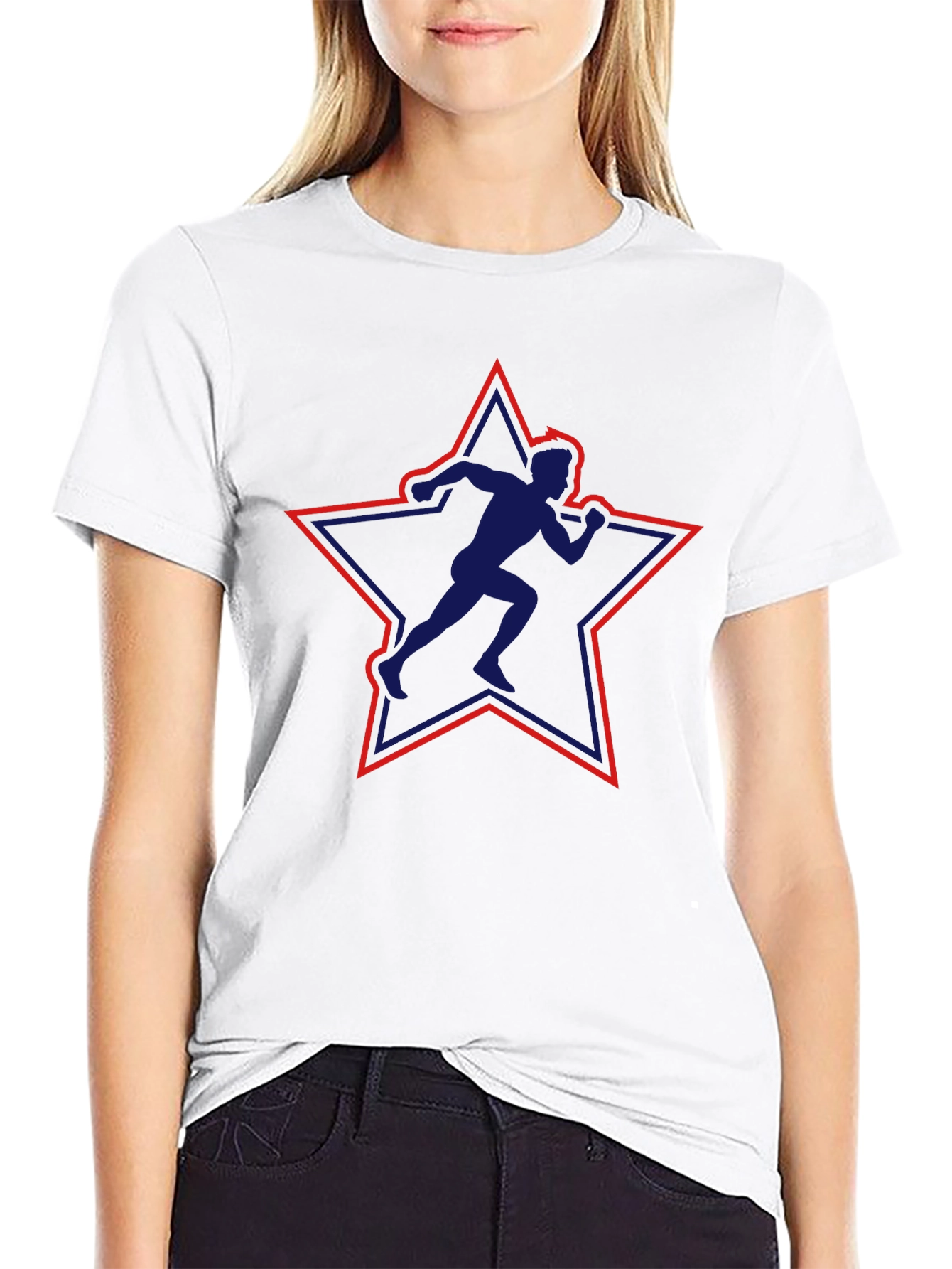 Runner Star Graphic Tee - Black Cotton T-Shirt