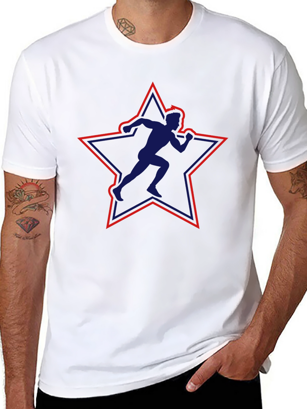 Runner Star Graphic Tee - Black Cotton T-Shirt