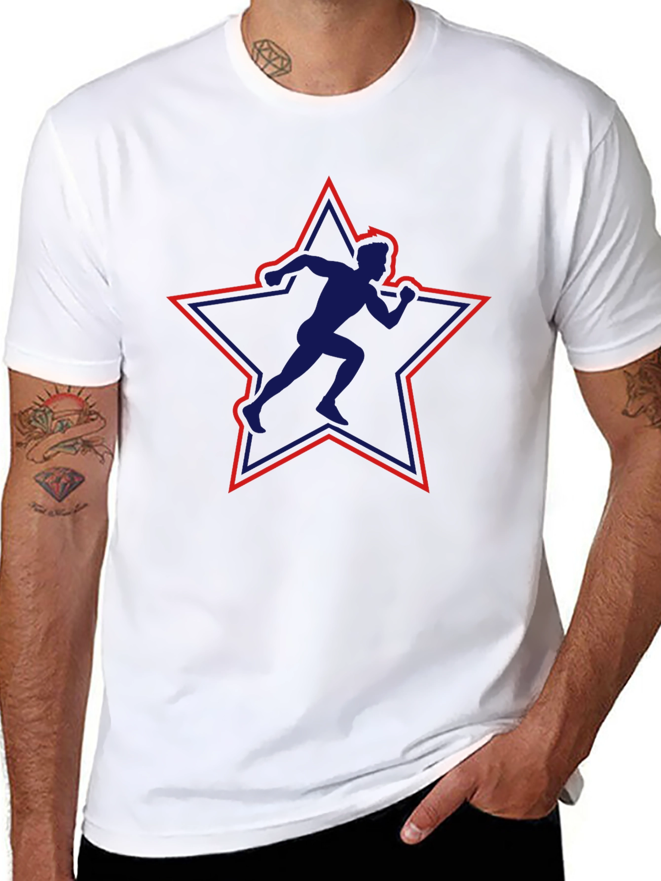 Runner Star Graphic Tee - Black Cotton T-Shirt