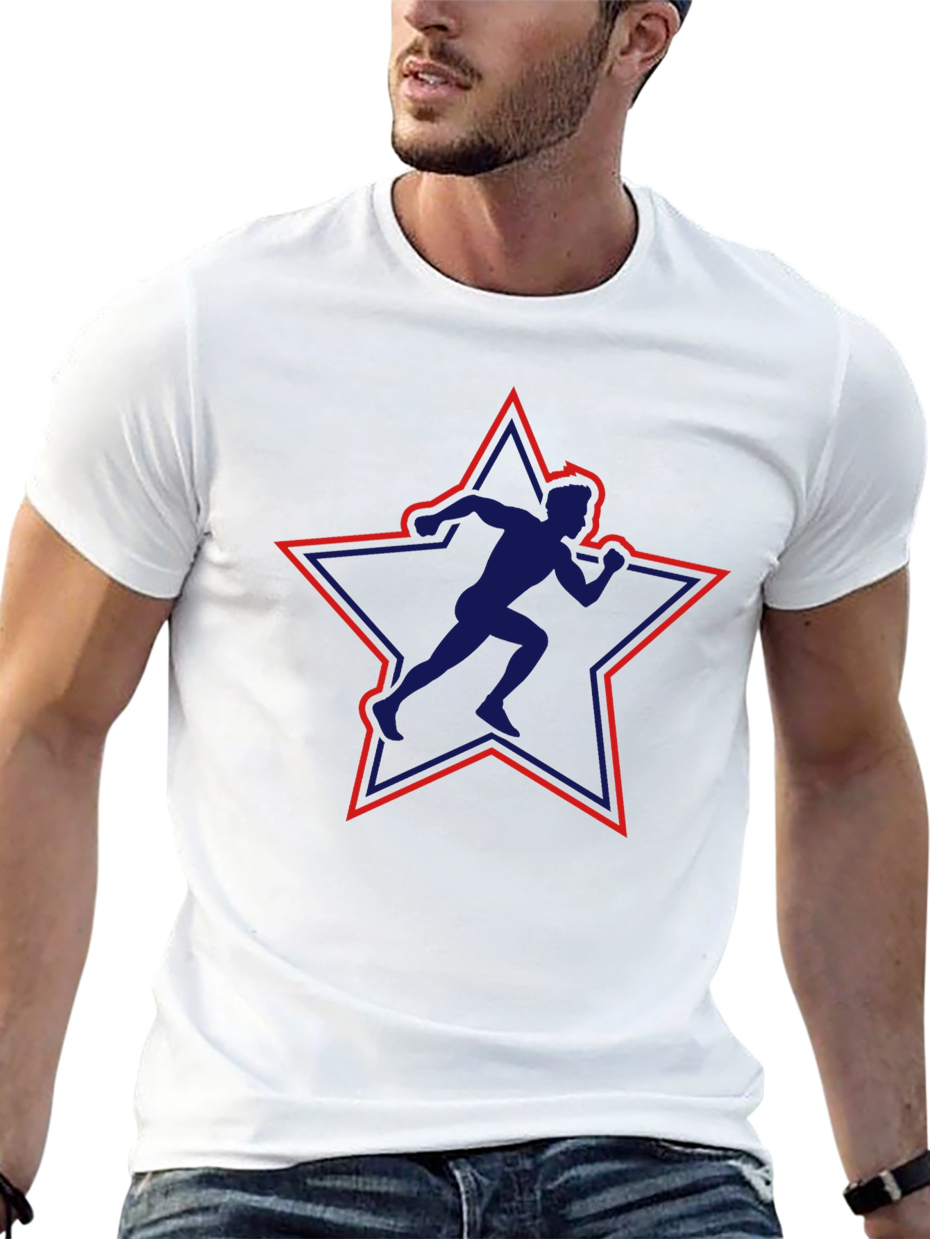 Runner Star Graphic Tee - Black Cotton T-Shirt