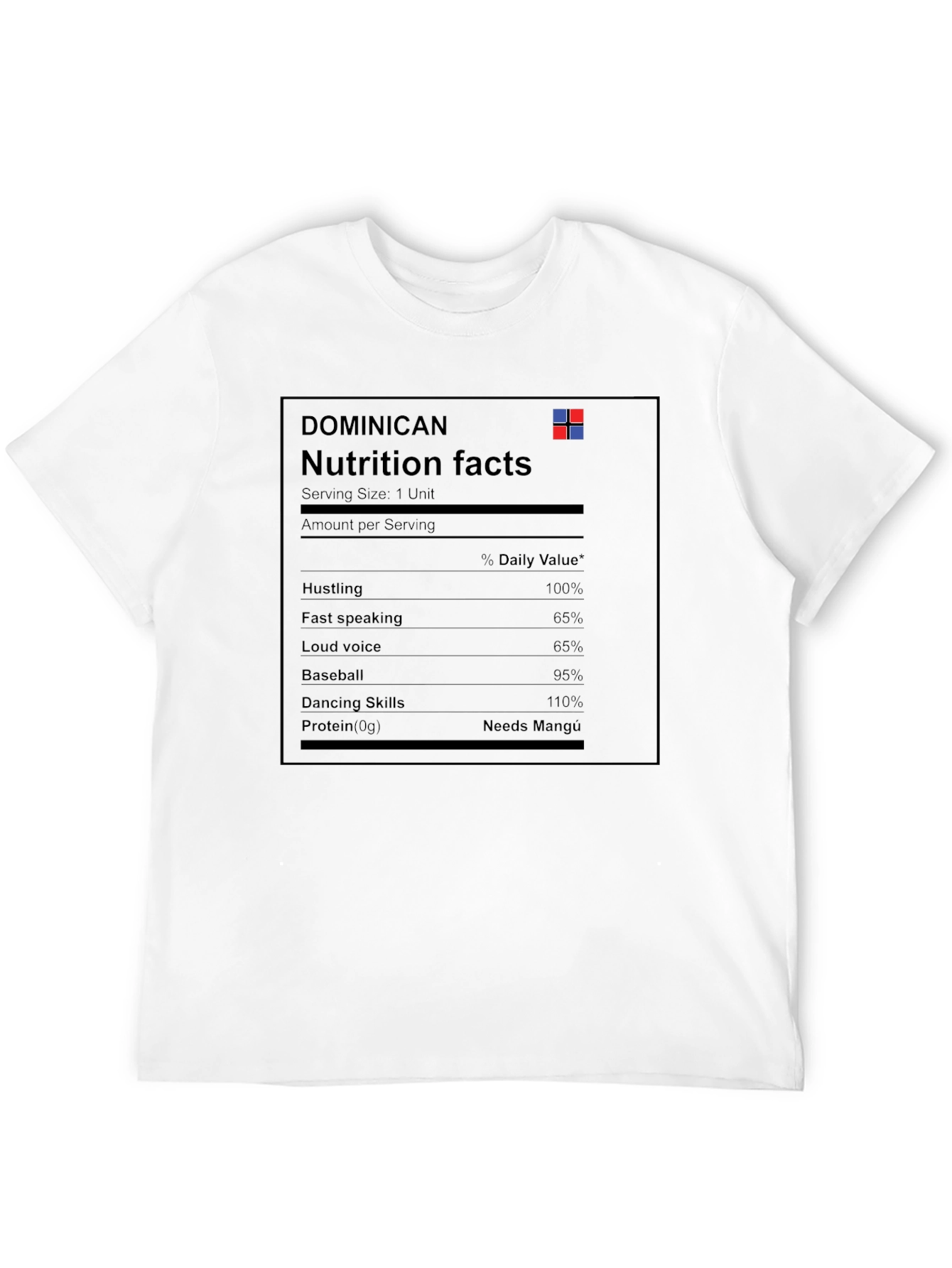 Dominican Nutrition Facts Graphic T-Shirt