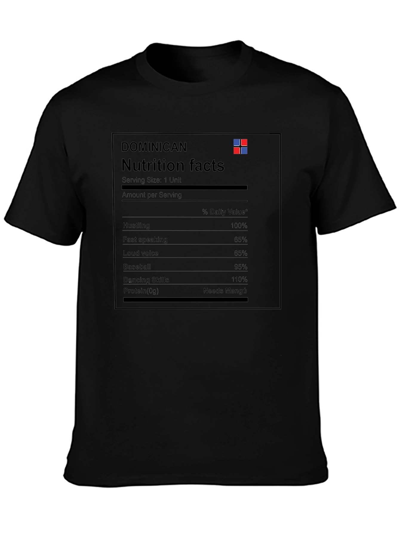 Dominican Nutrition Facts Graphic T-Shirt
