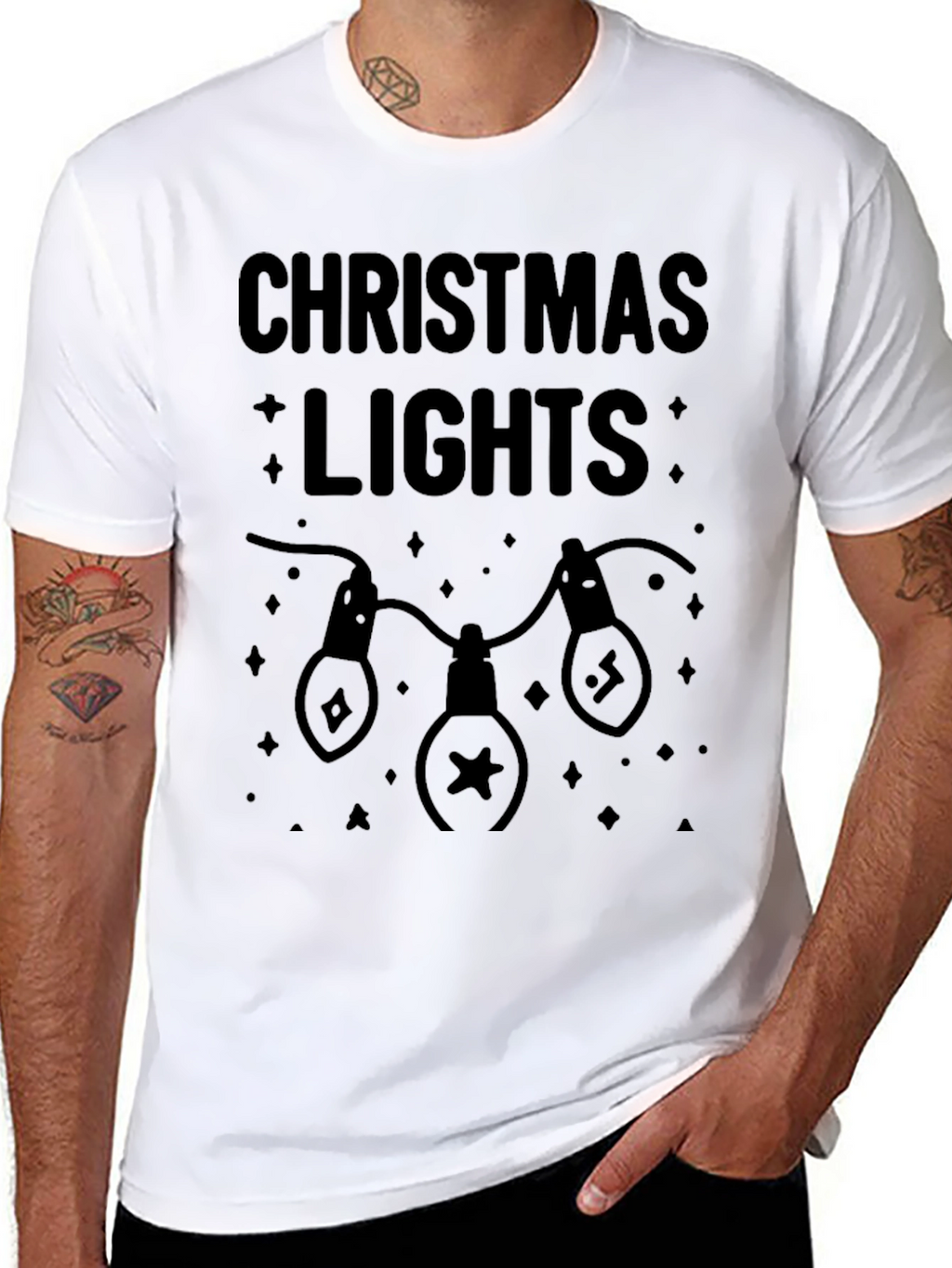 Christmas Lights Graphic Tee - Holiday Festive T-Shirt
