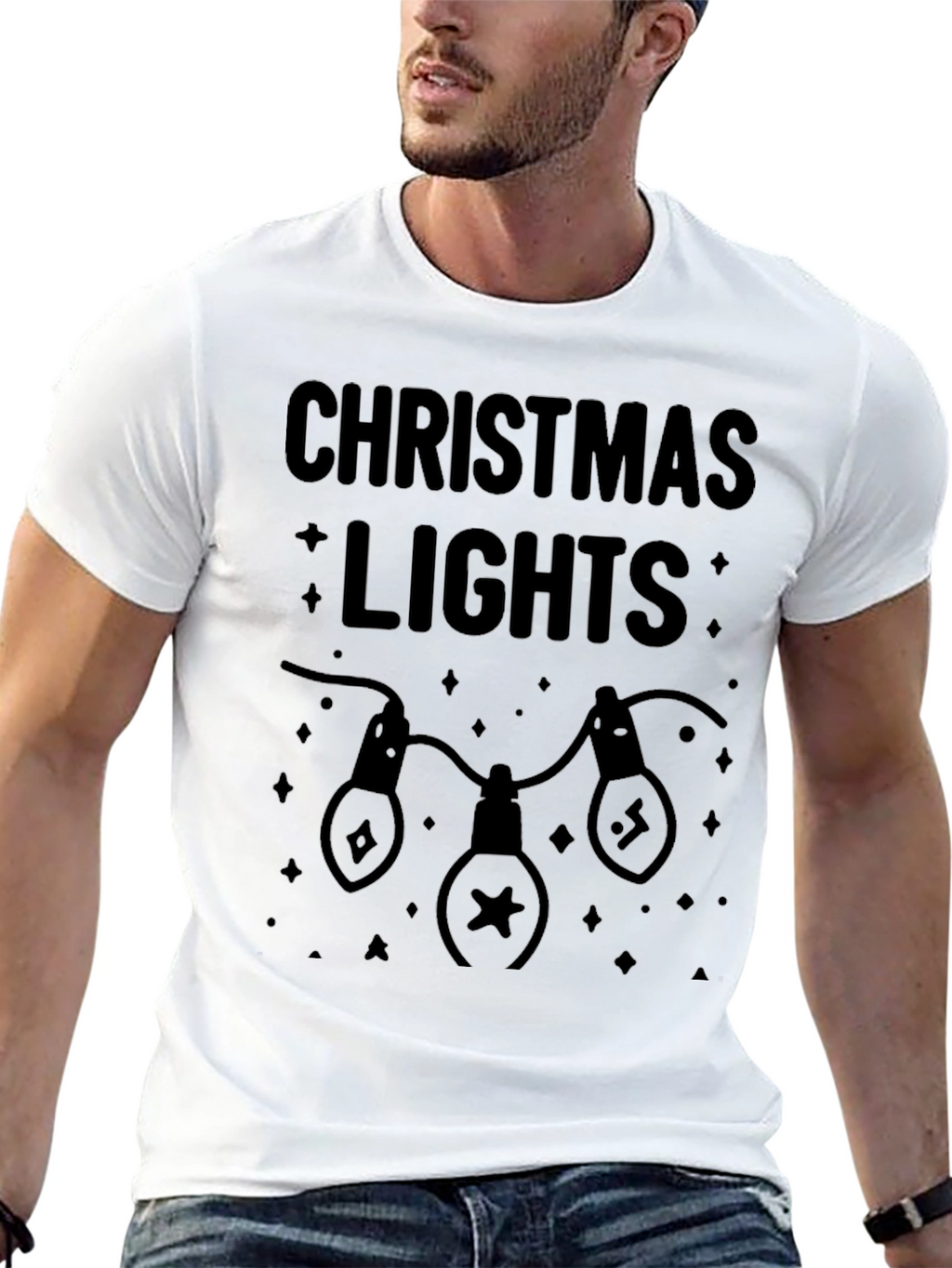 Christmas Lights Graphic Tee - Holiday Festive T-Shirt