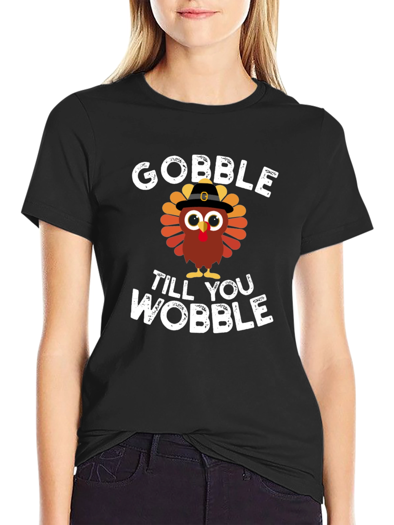 Gobble Til You Wobble Turkey Graphic Tee