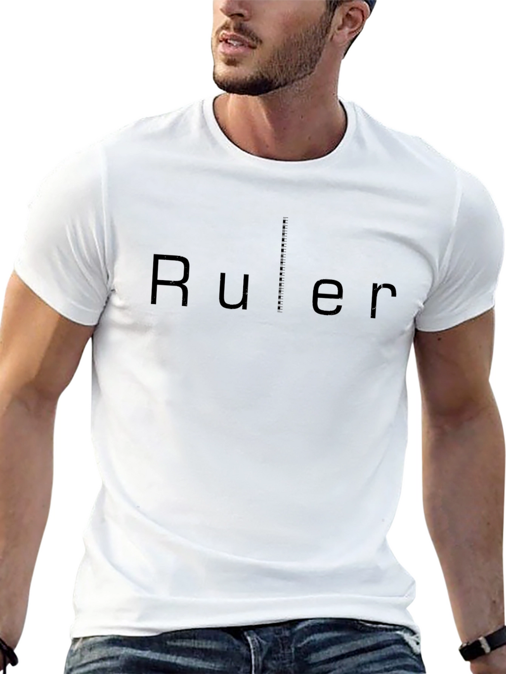 Ruler Graphic Print Black T-Shirt