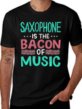 Saxophone Bacon of Music T-Shirt - Musician Funny Tee