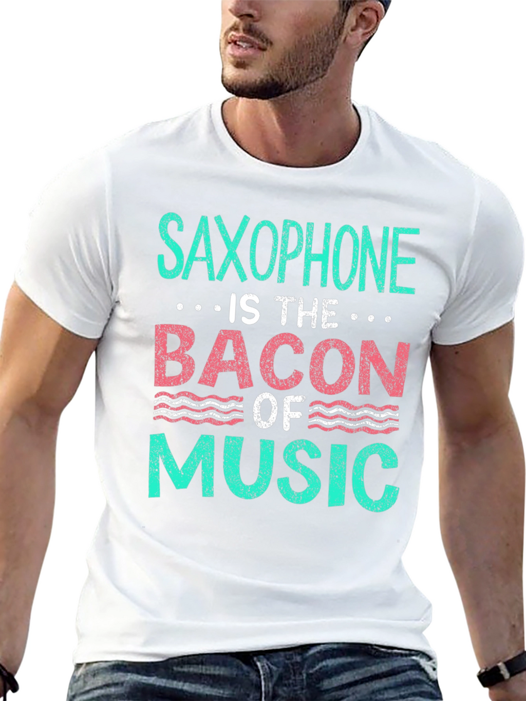 Saxophone Bacon of Music T-Shirt - Musician Funny Tee