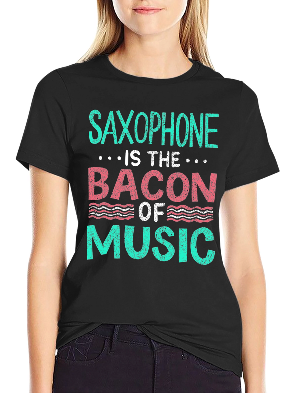 Saxophone Bacon of Music T-Shirt - Musician Funny Tee