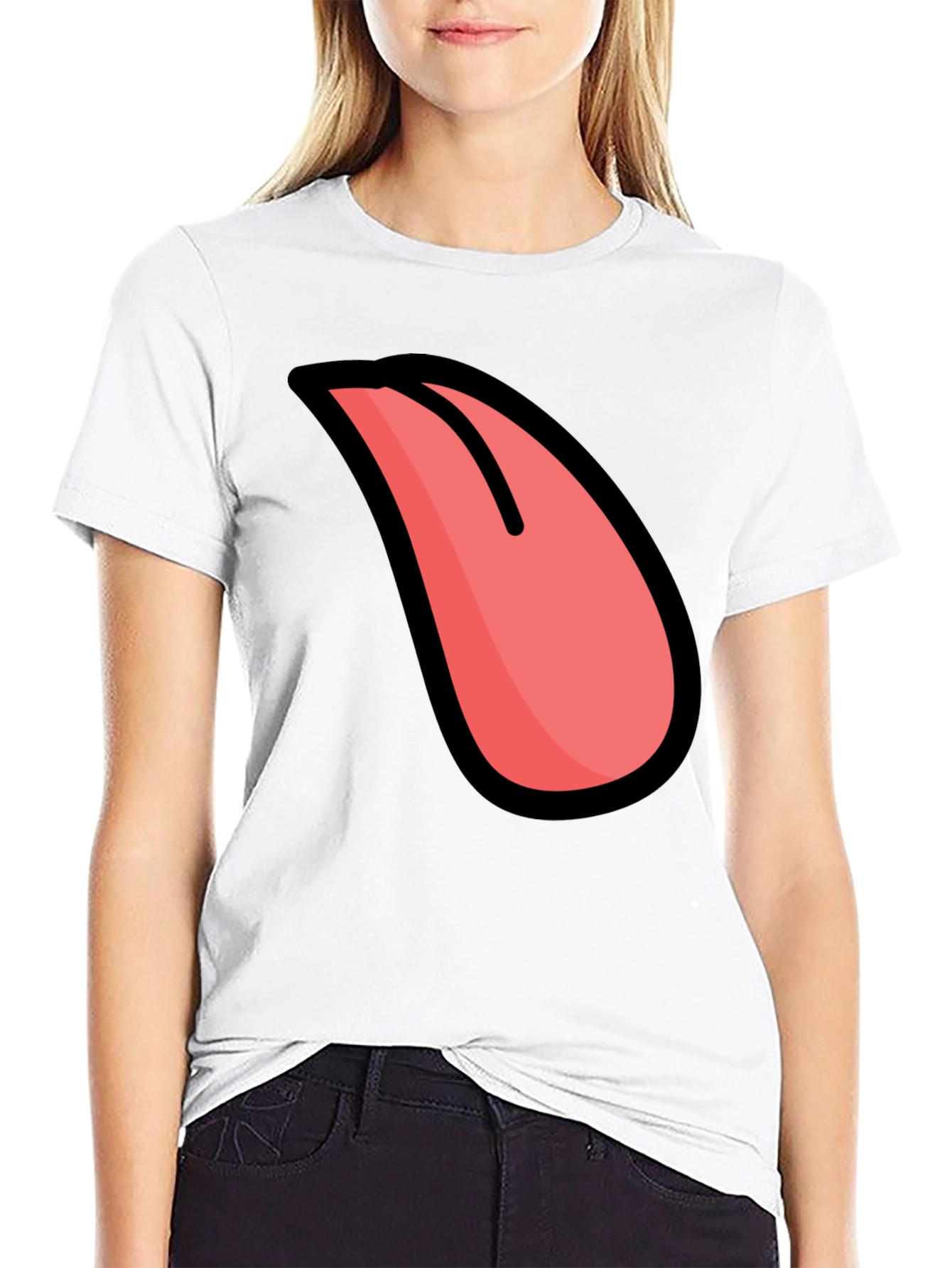 Funny Tongue Graphic Black T-Shirt