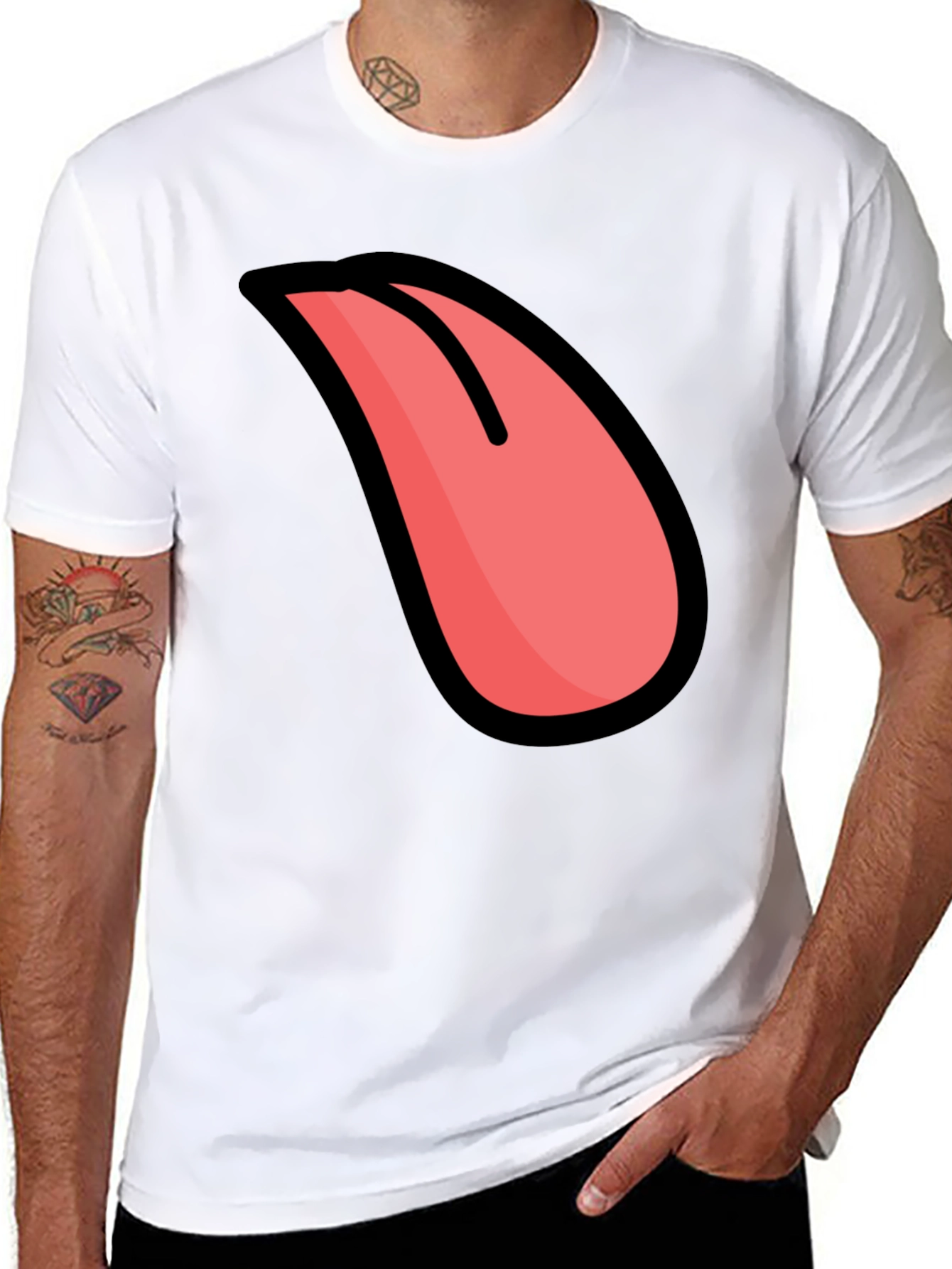 Funny Tongue Graphic Black T-Shirt