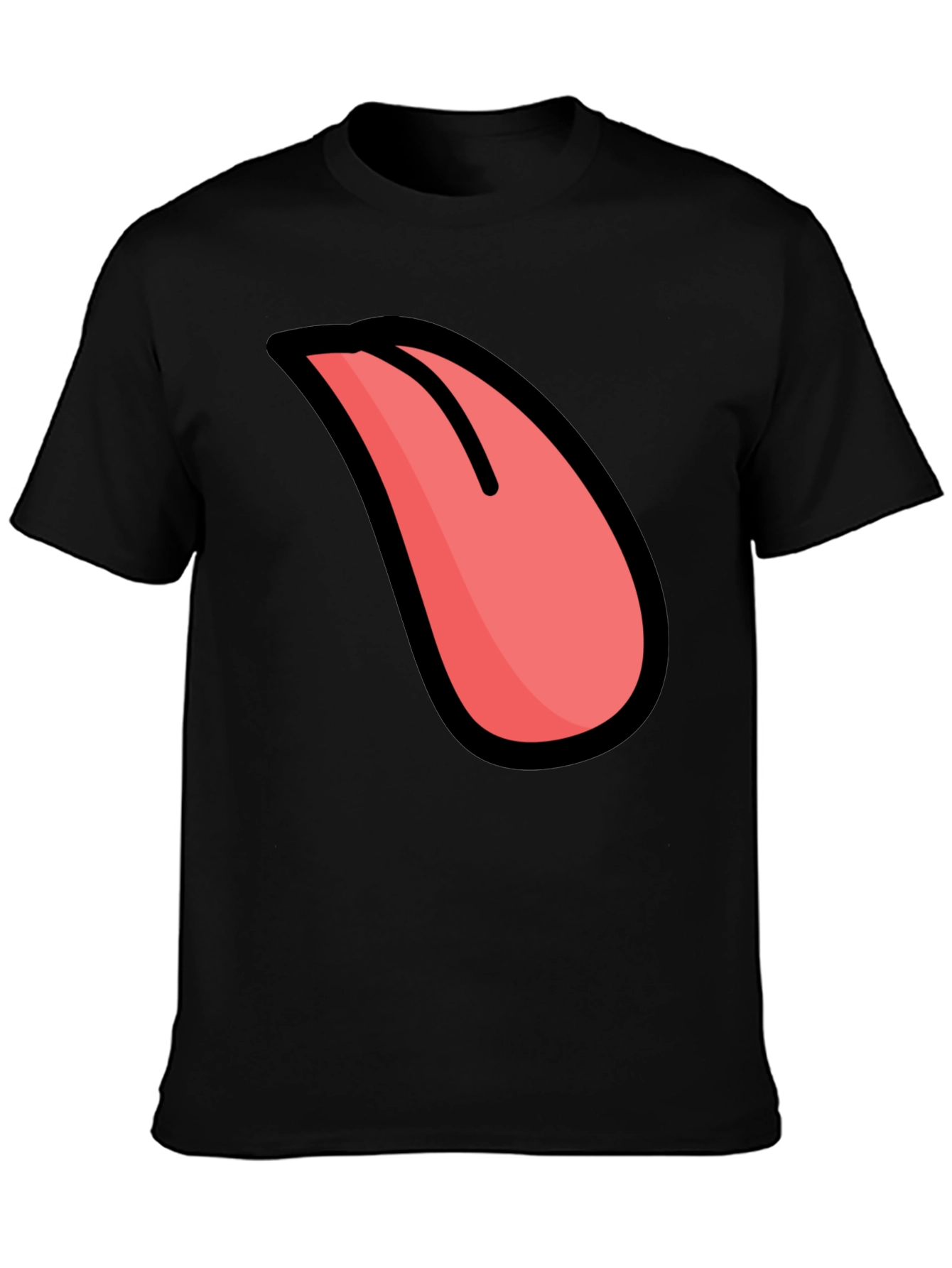 Funny Tongue Graphic Black T-Shirt