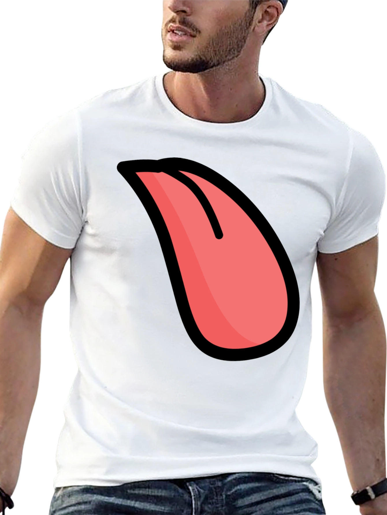 Funny Tongue Graphic Black T-Shirt