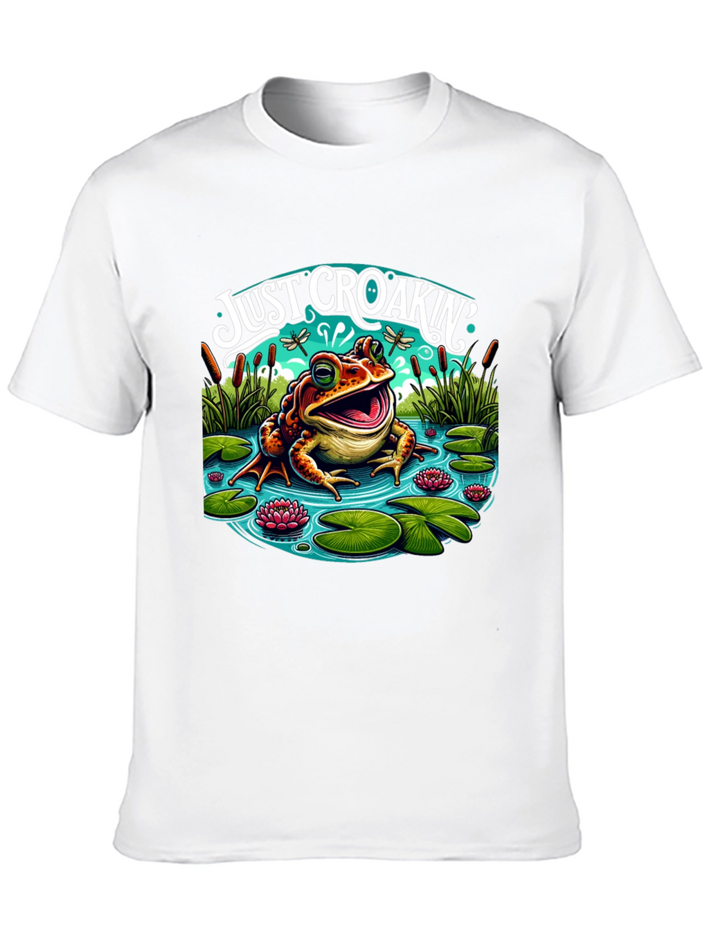 Just Croakin Frog Graphic Tee - Black Cotton Blend