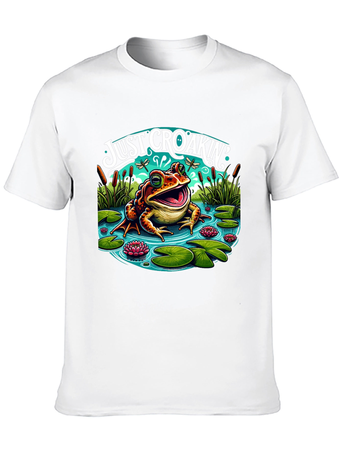 Just Croakin Frog Graphic Tee - Black Cotton Blend