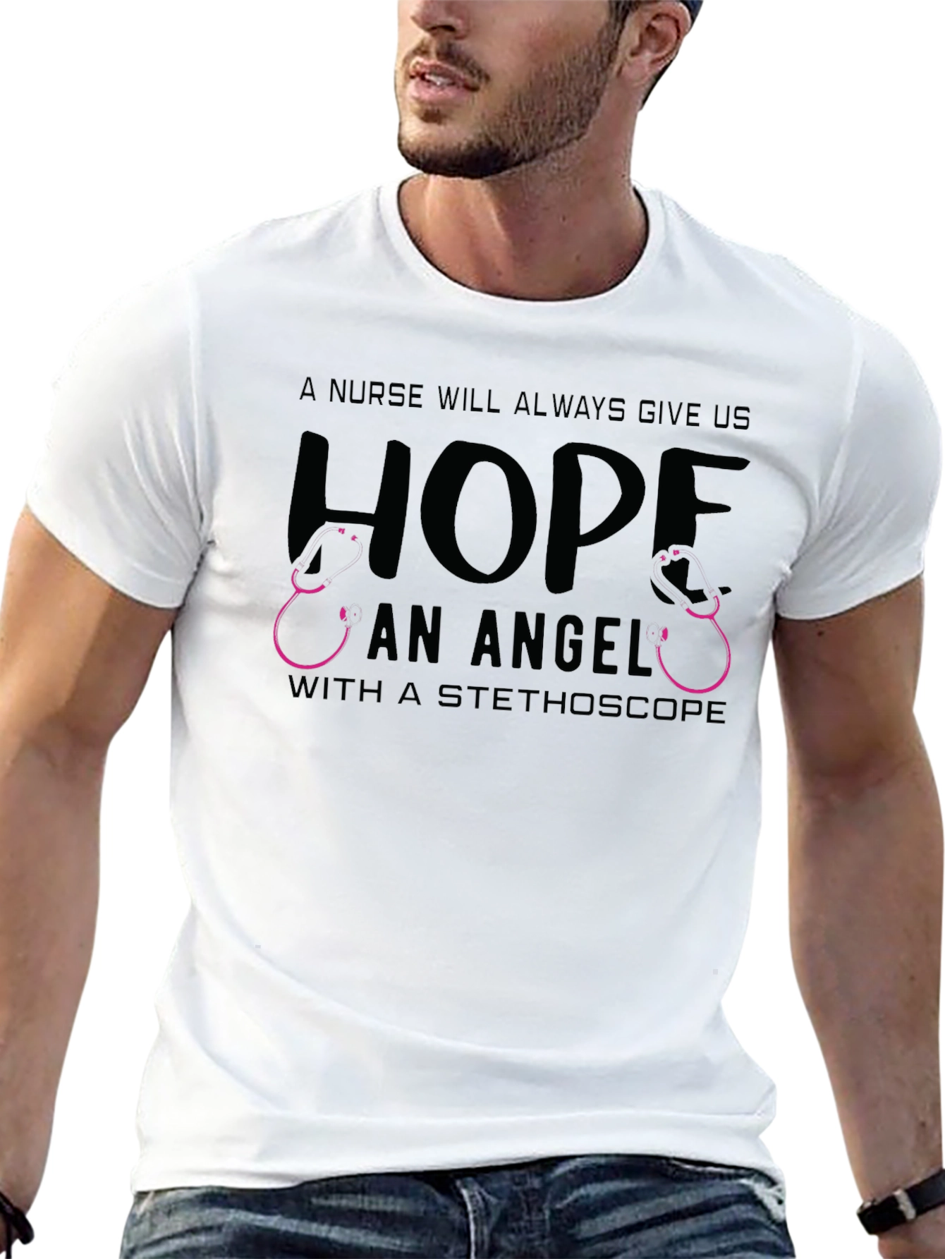 Nurse Angel Stethoscope Graphic Tee