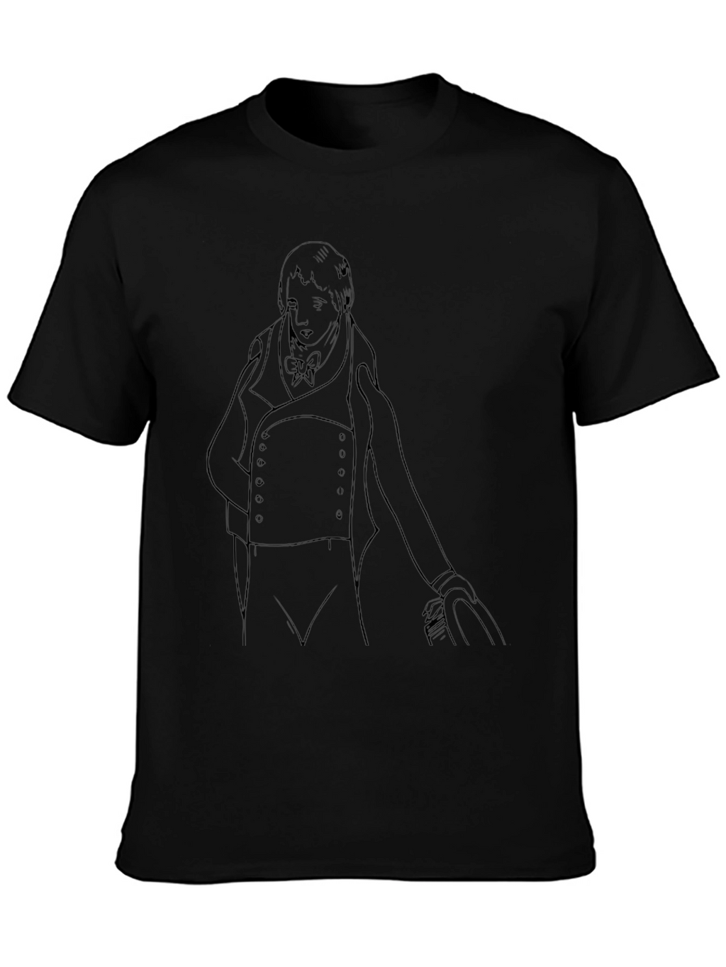 Sketch Portrait Tee - Classic Black Cotton T-Shirt