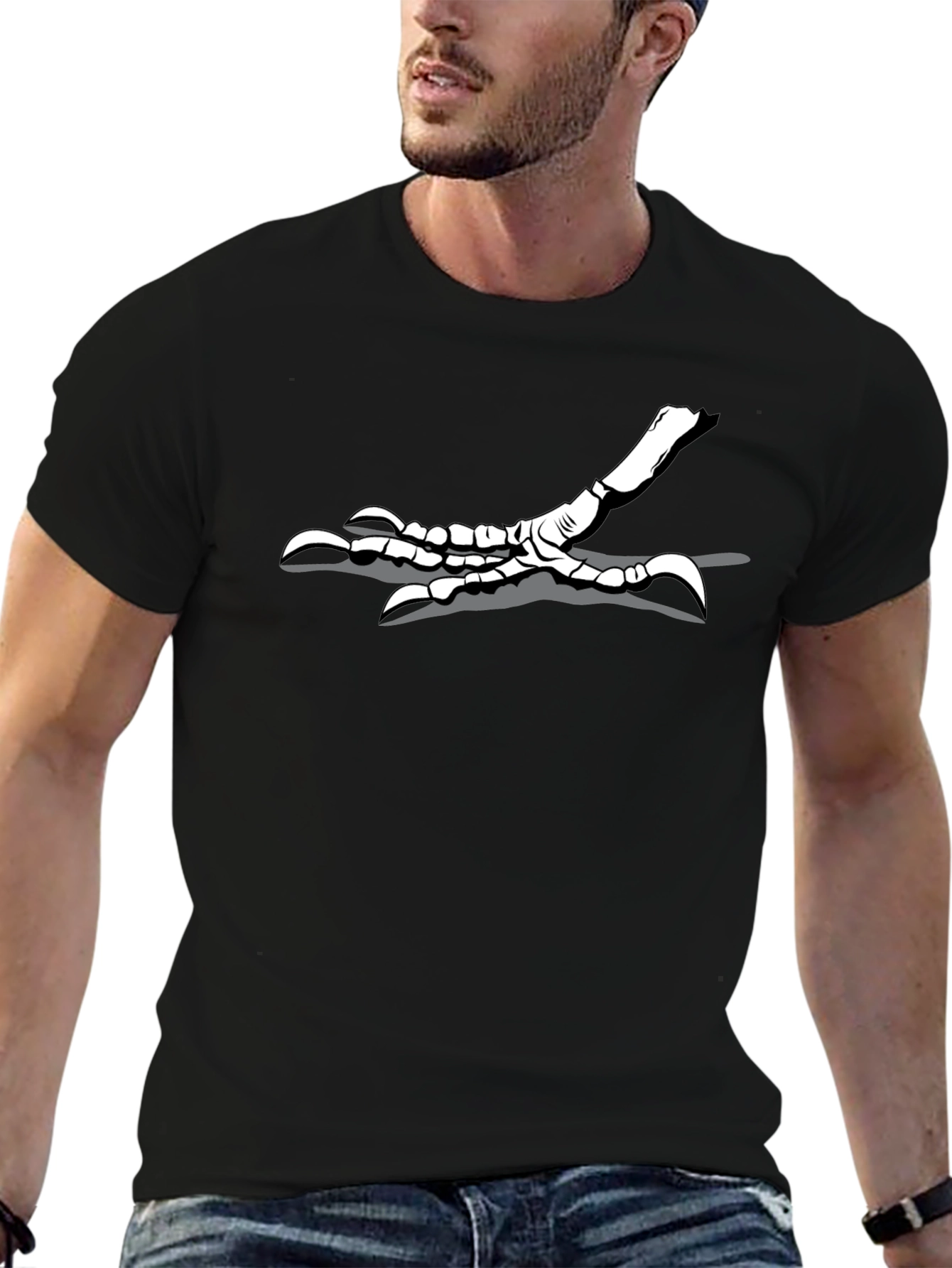 Mens Black T-Shirt with Bird Claw Design