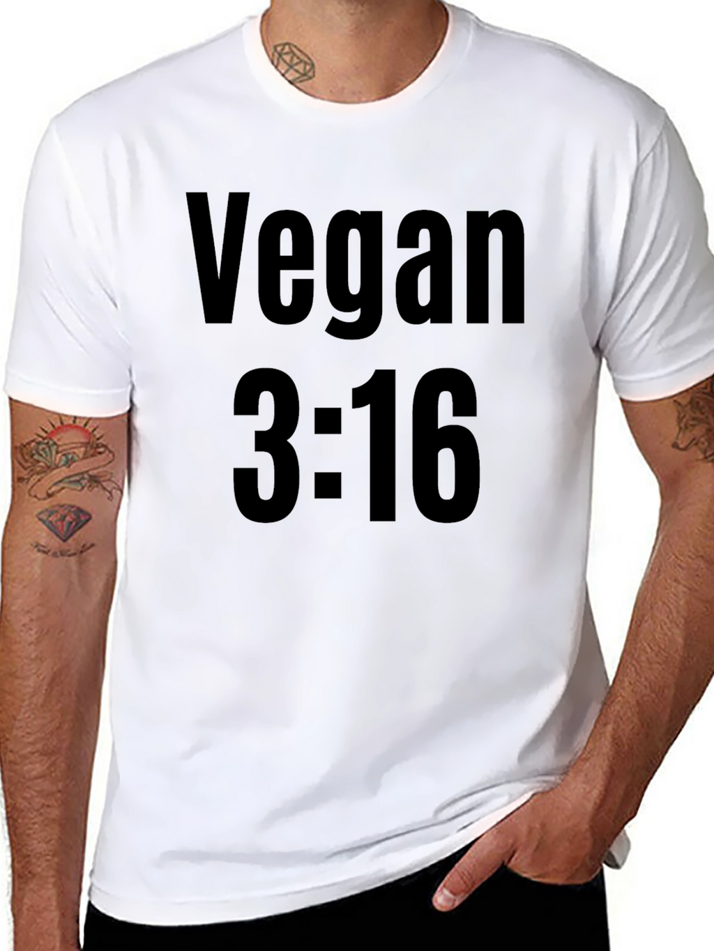 Vegan 3:16 Graphic T-Shirt - Black