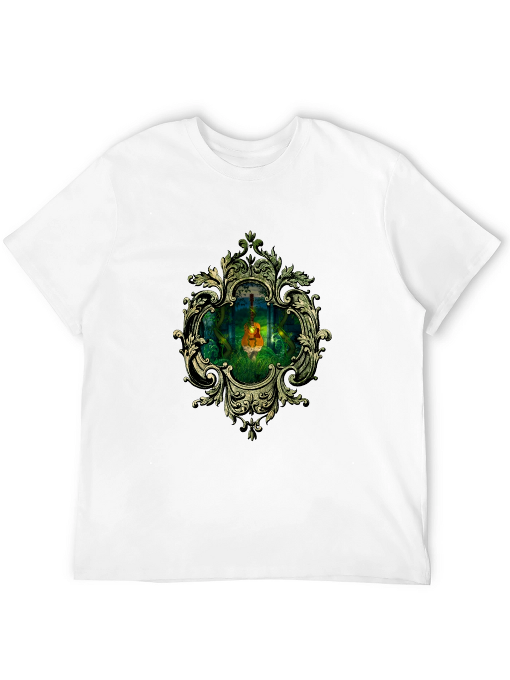 Ornate Guitar in Forest T-Shirt