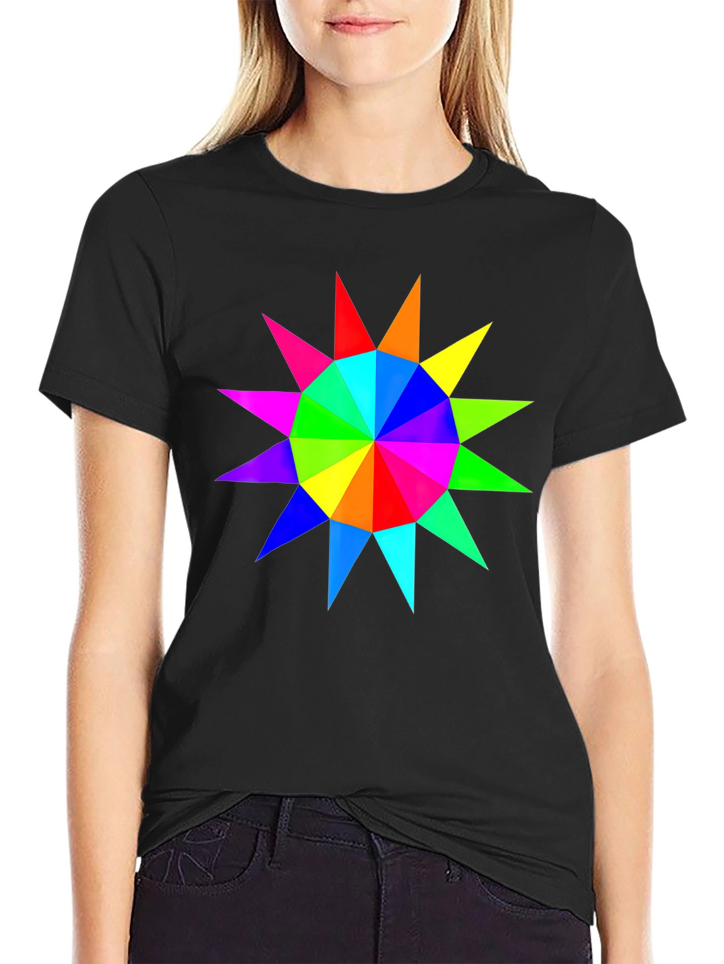 Rainbow Starburst Graphic Black T-Shirt
