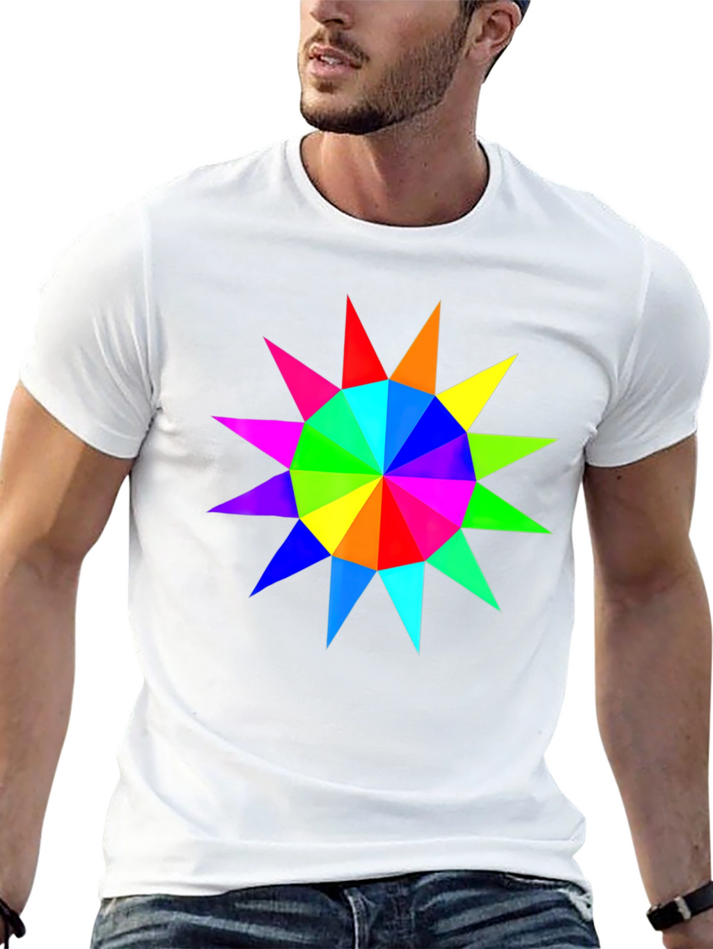 Rainbow Starburst Graphic Black T-Shirt
