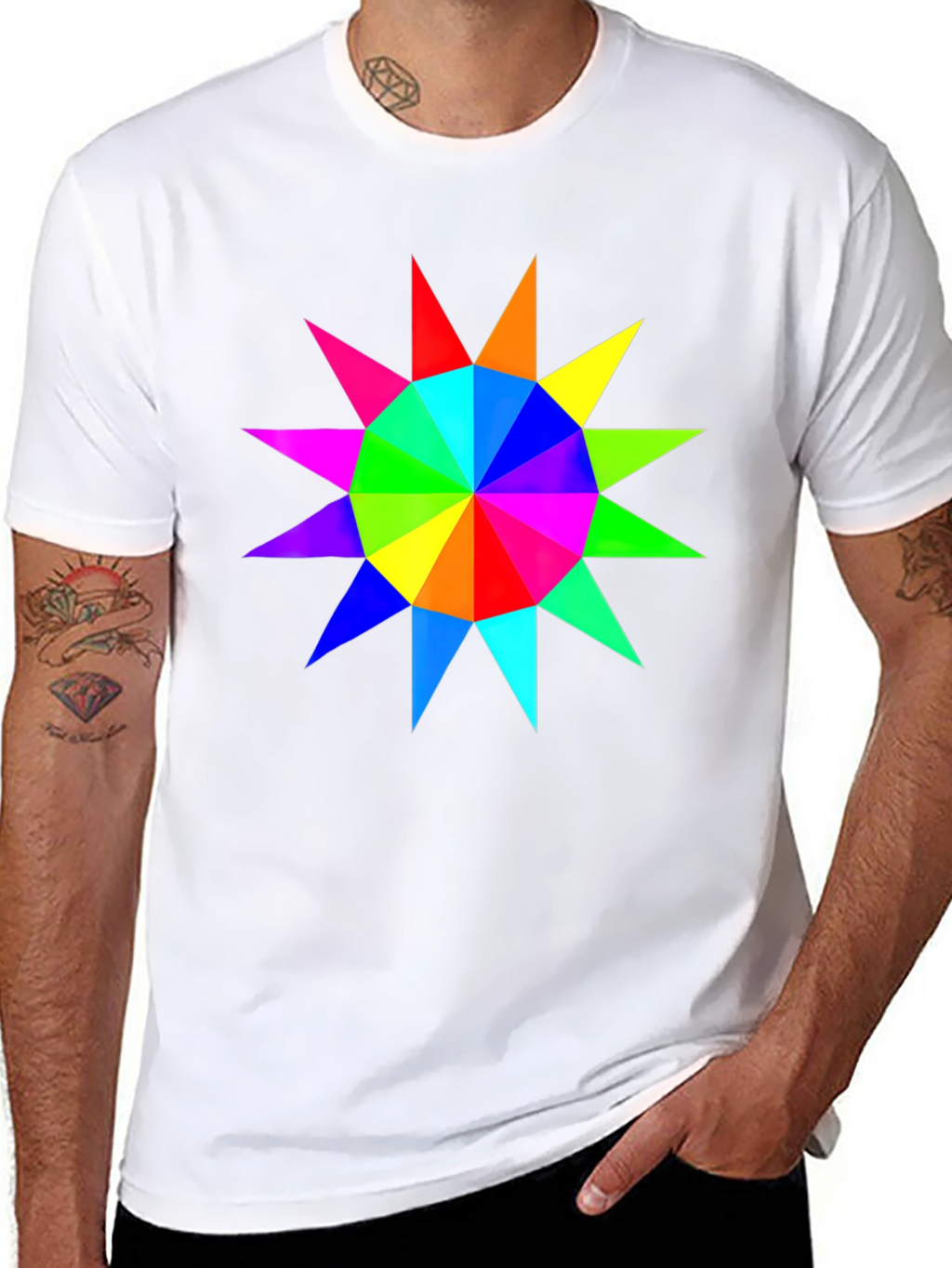 Rainbow Starburst Graphic Black T-Shirt