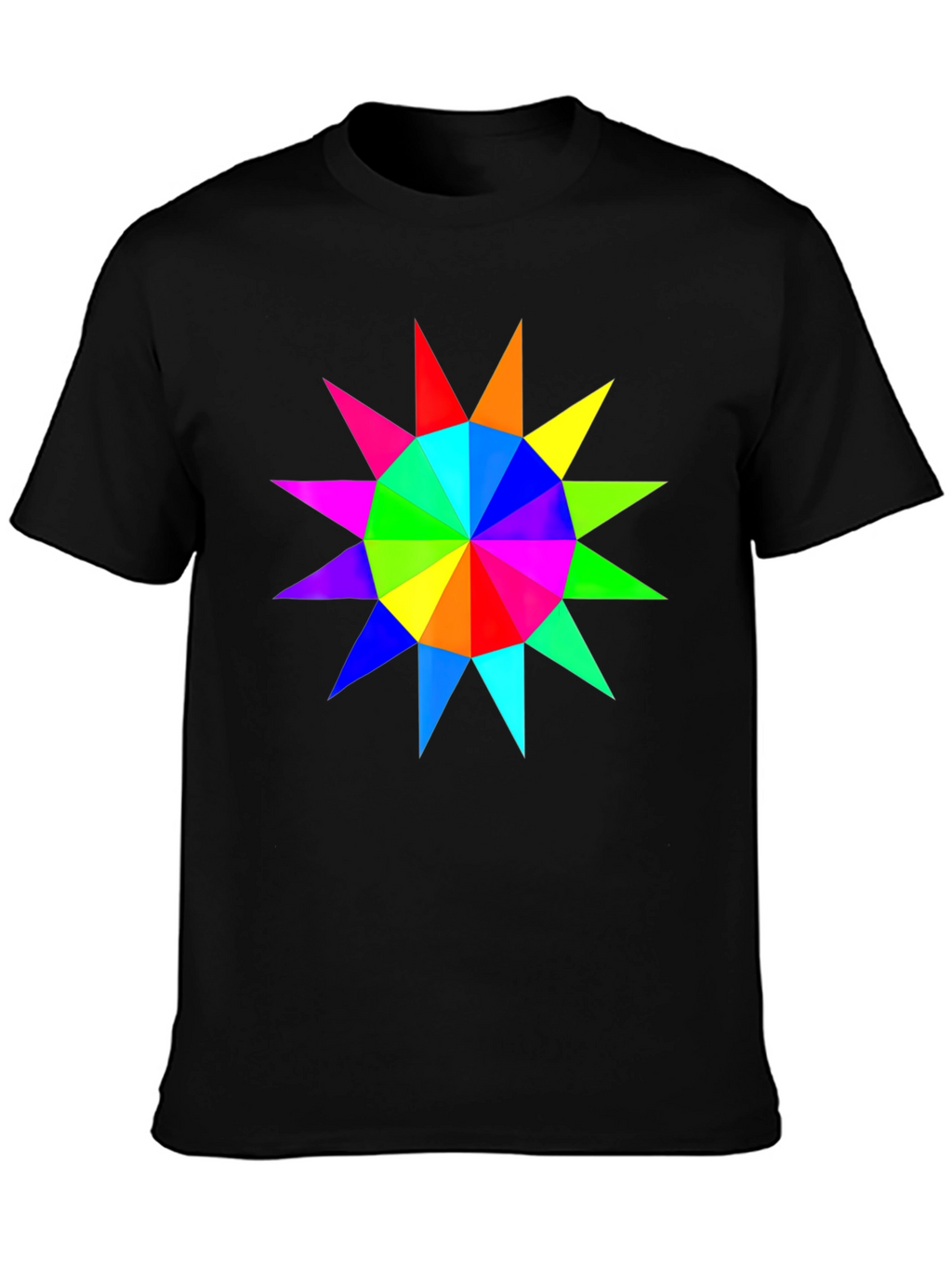 Rainbow Starburst Graphic Black T-Shirt